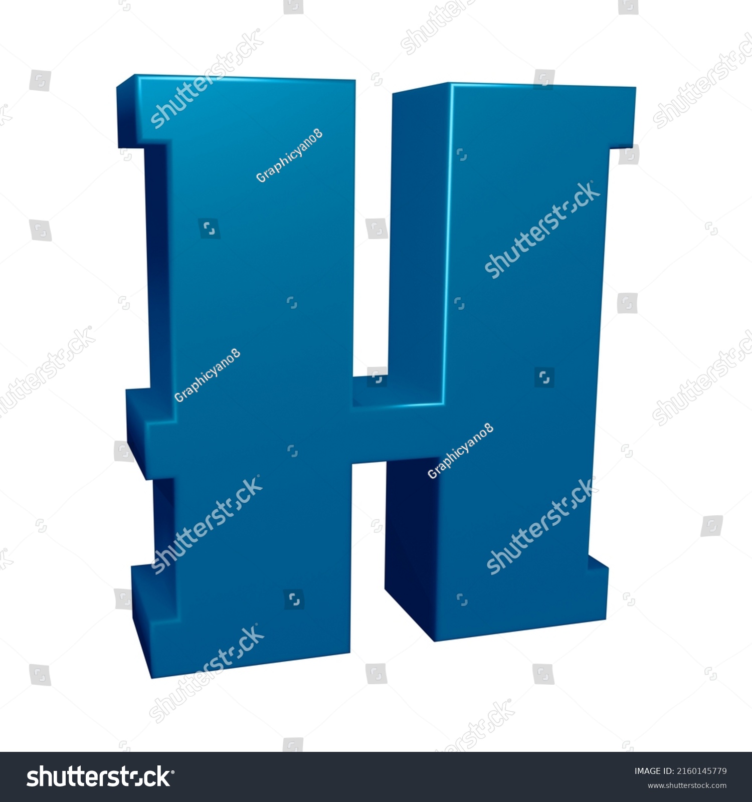 3d Rendering Alphabet Letter H Character Stock Illustration 2160145779 ...