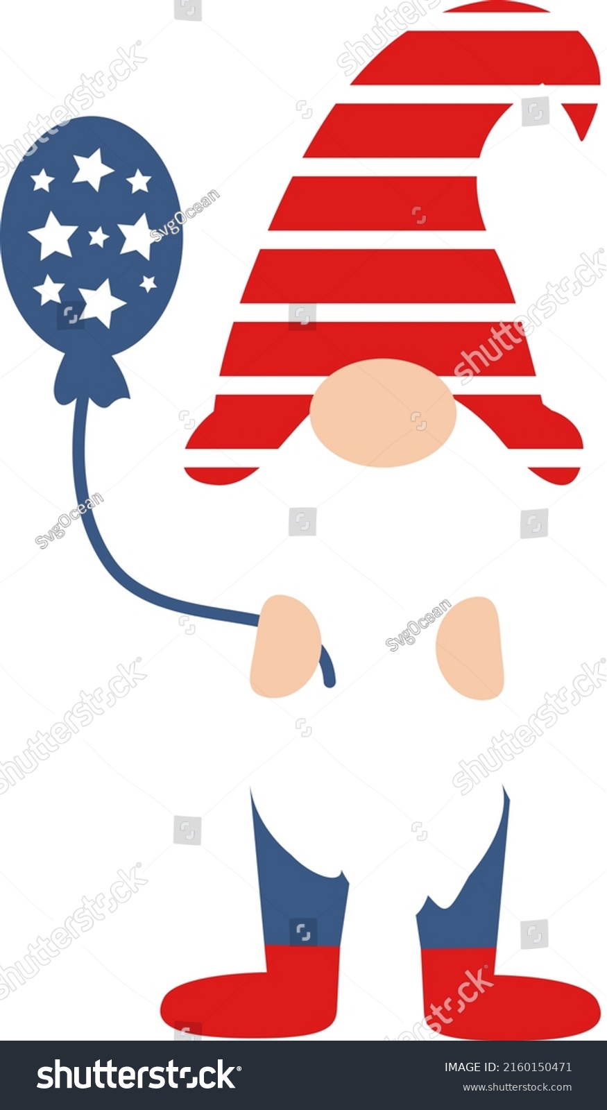 Memorial Day Print Gnome Illustration Vector Stock Vector (Royalty Free ...