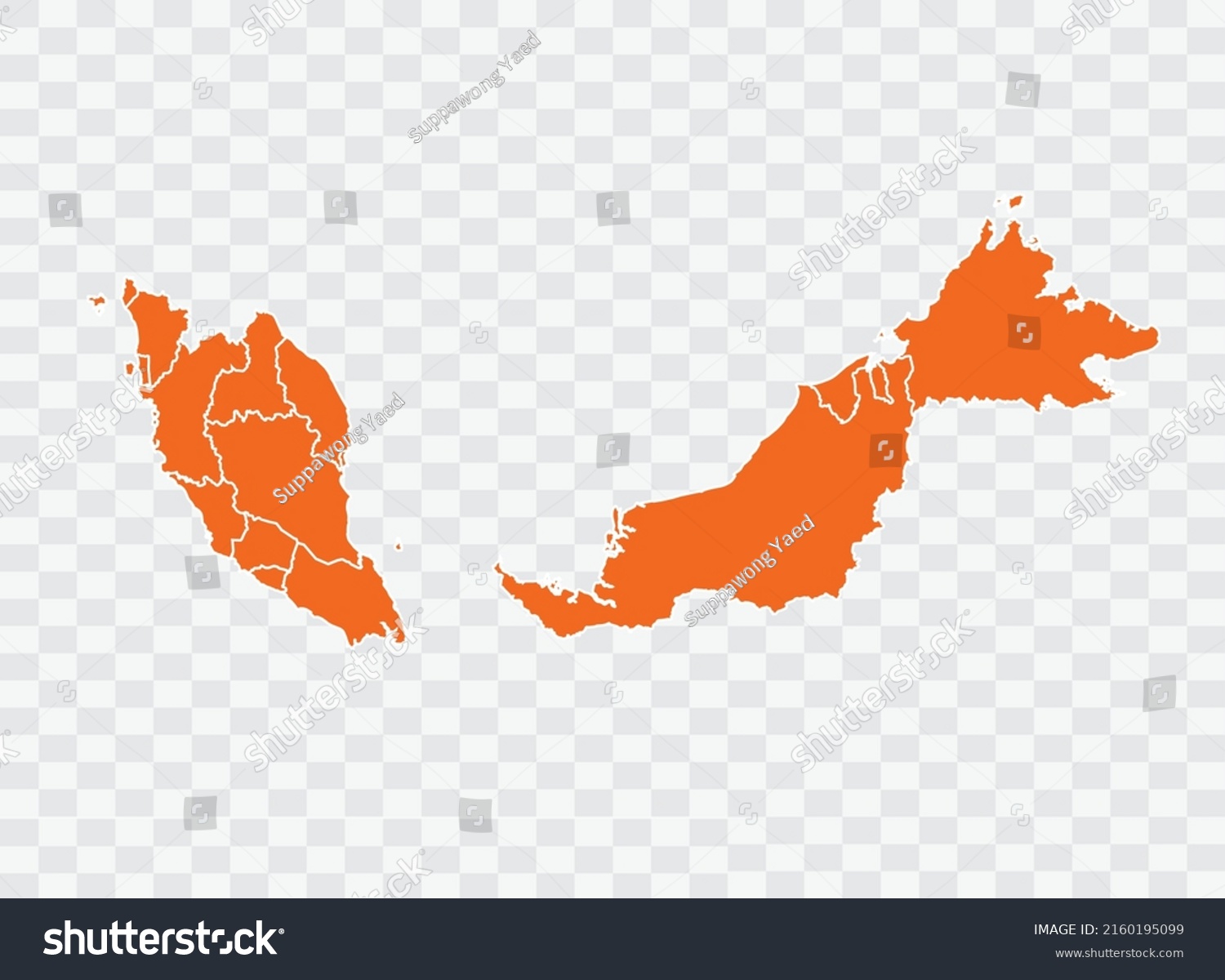 Malaysia Map Orange Color On White Stock Vector (Royalty Free ...