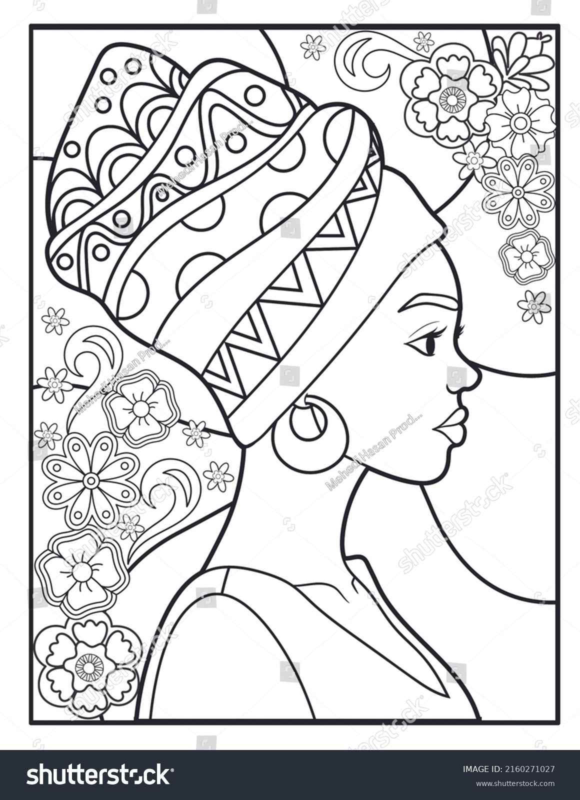 African American Black Girl Woman Coloring Stock Illustration ...