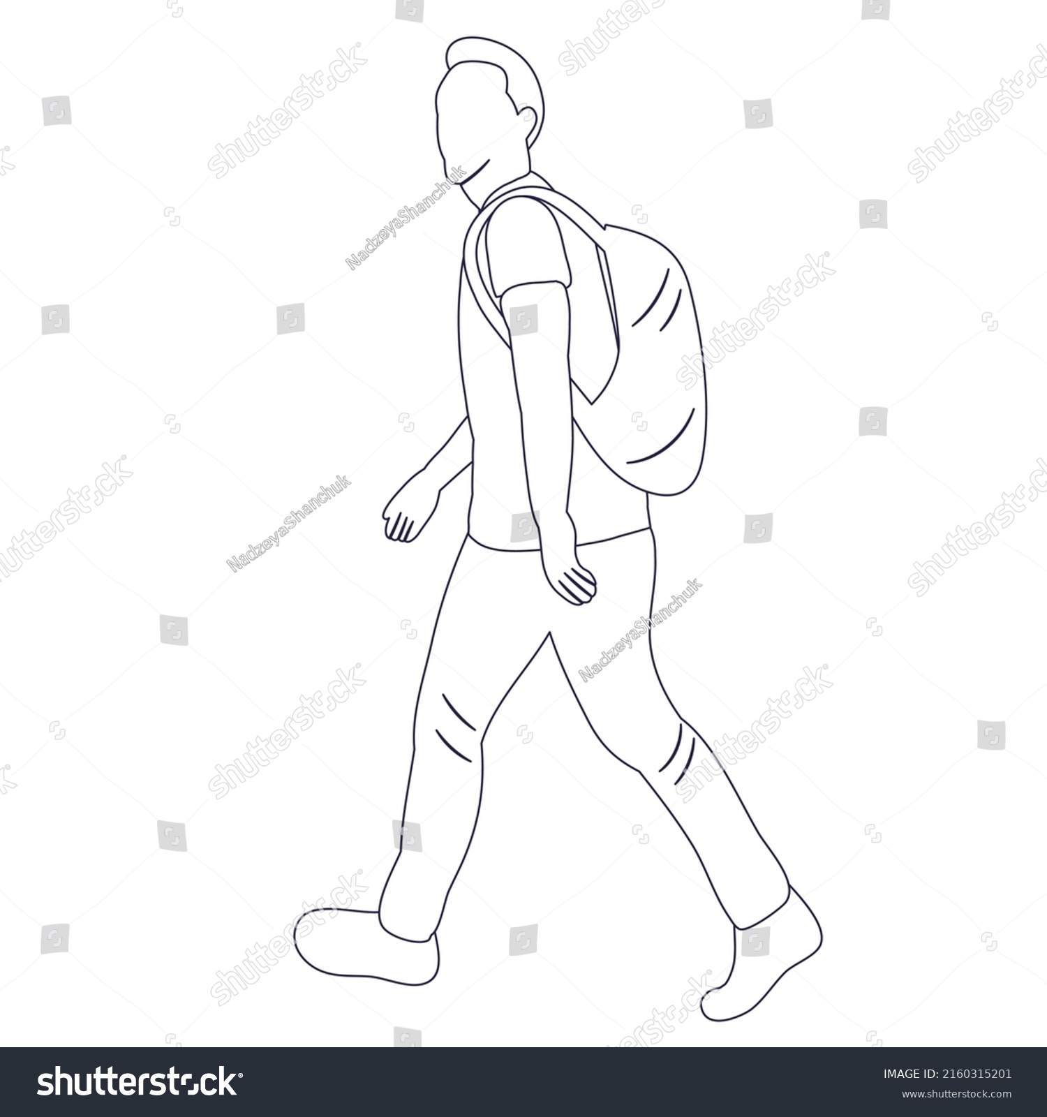 Man Walking Sketch Outline Isolated Vector Stock Vector (Royalty Free ...