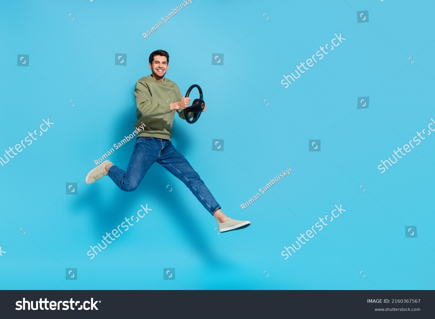 Full Body Portrait Satisfied Excited Man Stock Photo 2160367567 ...