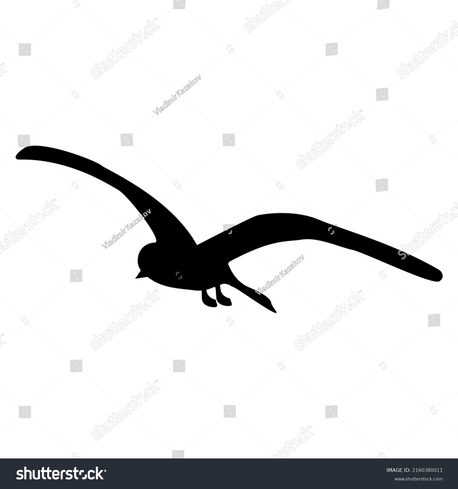 Silhouette Soaring Seagull Spread Wide Curved Stock Vector Royalty Free 2160380011 Shutterstock