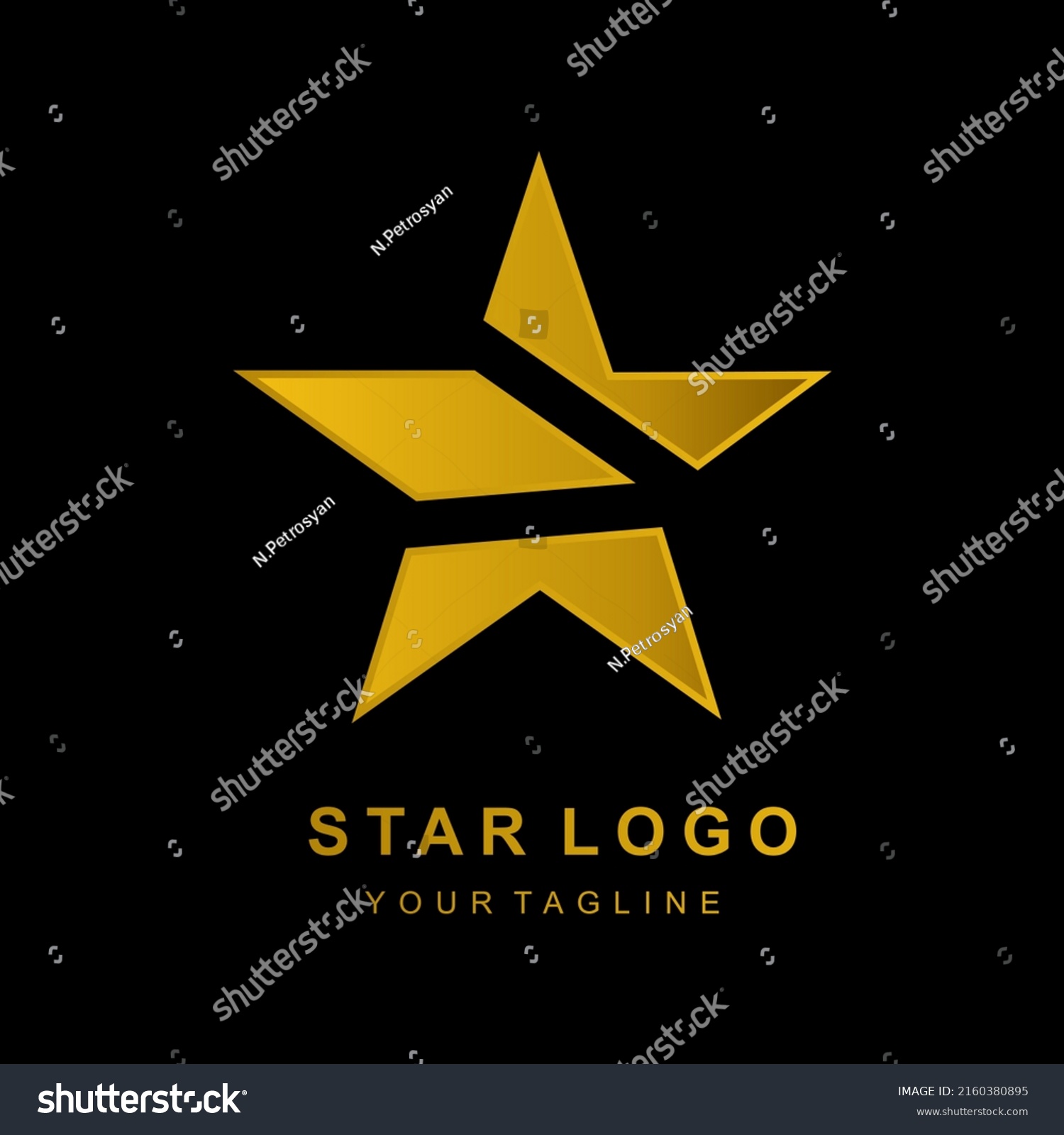 Golden Star Logo Vector Elegant Style Stock Vector (Royalty Free ...