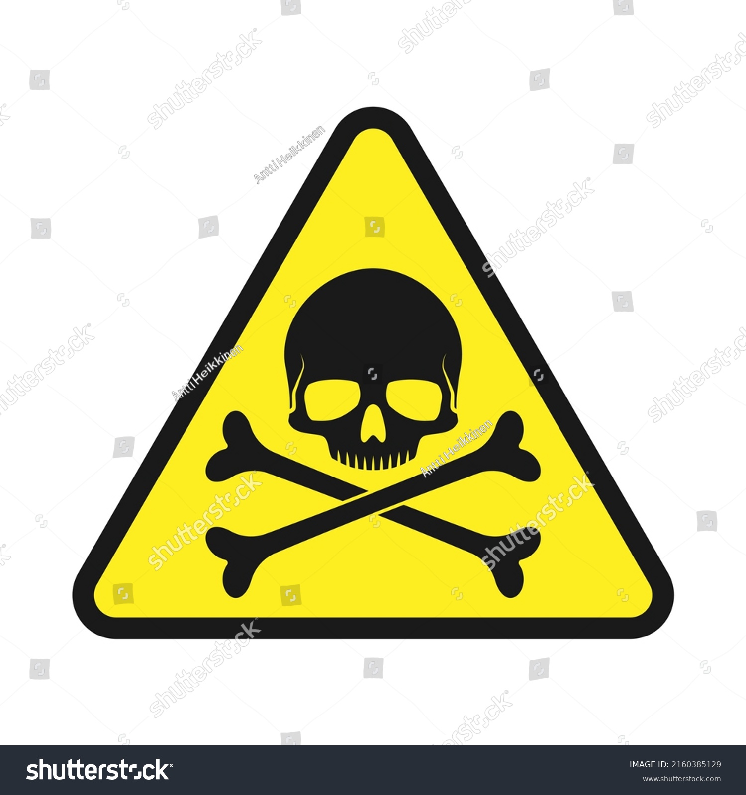 Skull Crossbones Warning Triangle Sign Vector Stock Vector (royalty 