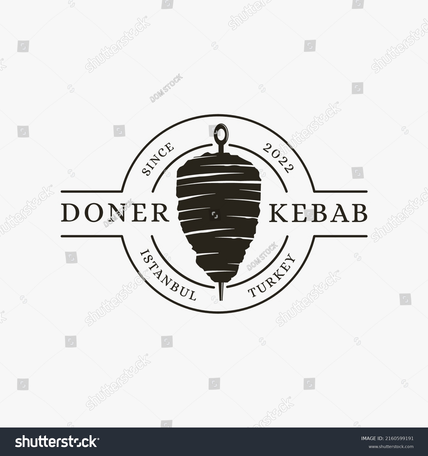 Vintage Turkish Food Doner Kebab Logo Stock Vector (Royalty Free ...