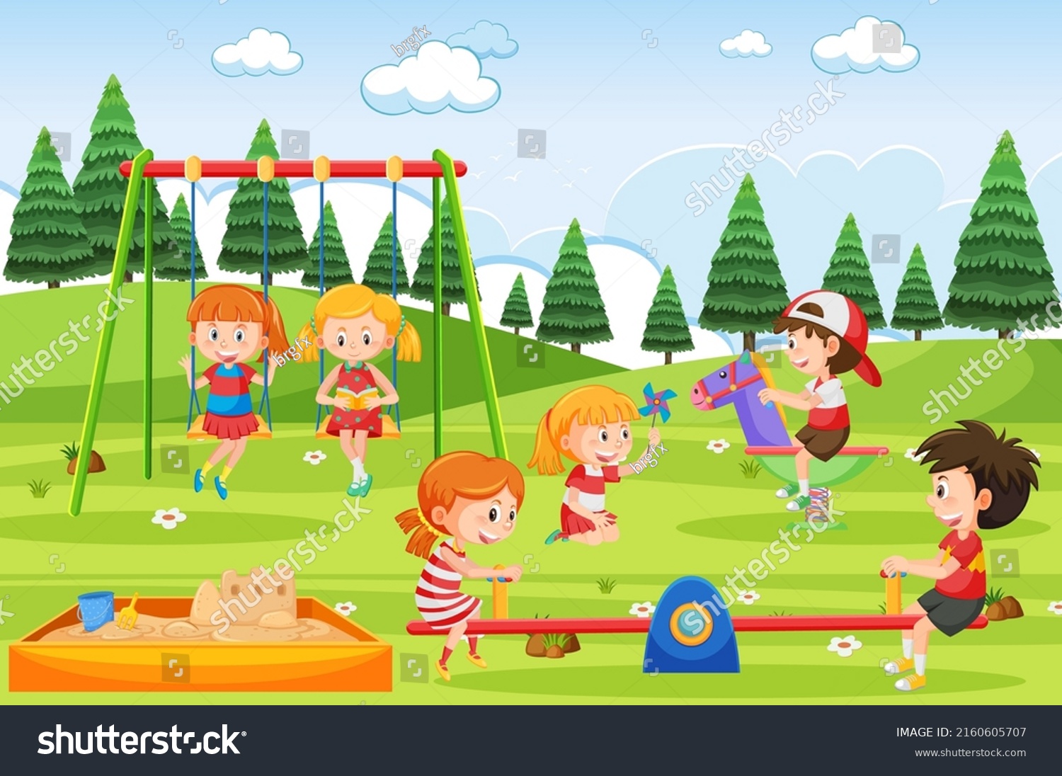 Children Playing Playground Illustration Stock Vector (Royalty Free ...