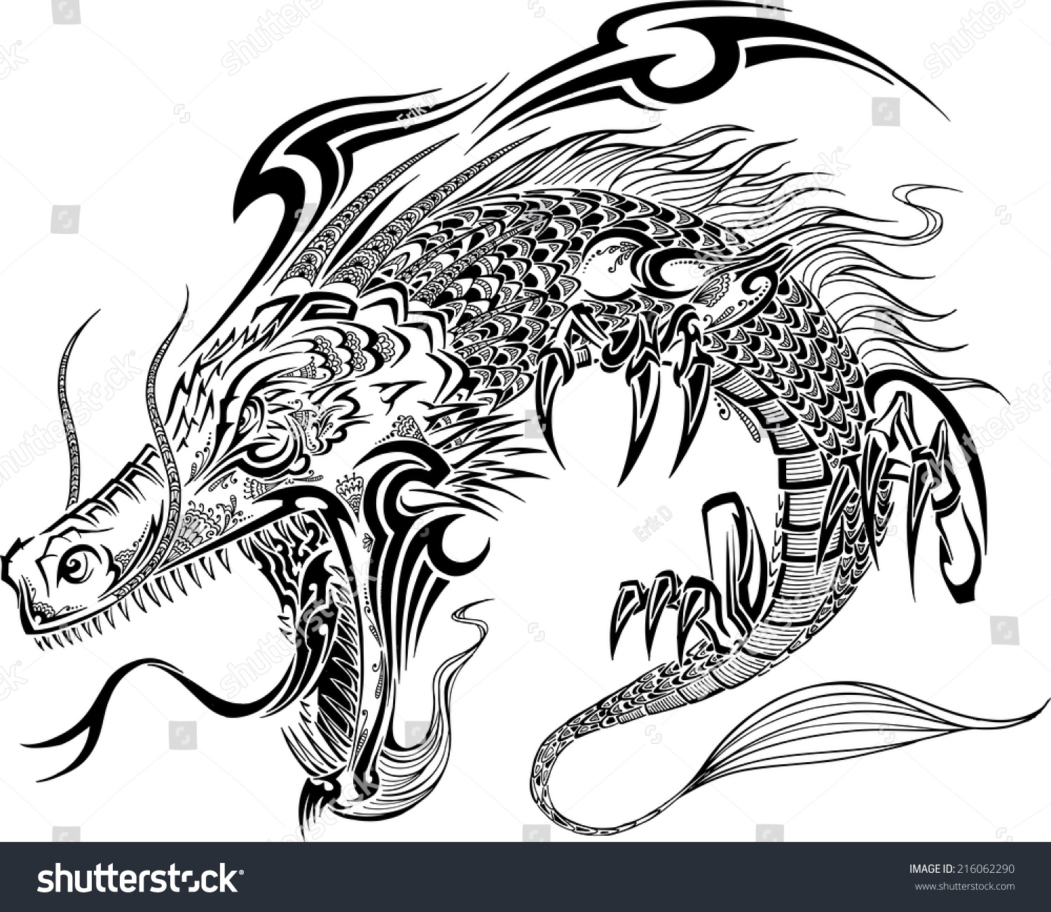 Dragon Doodle Sketch Tattoo Vector Stock Vector (Royalty Free ...