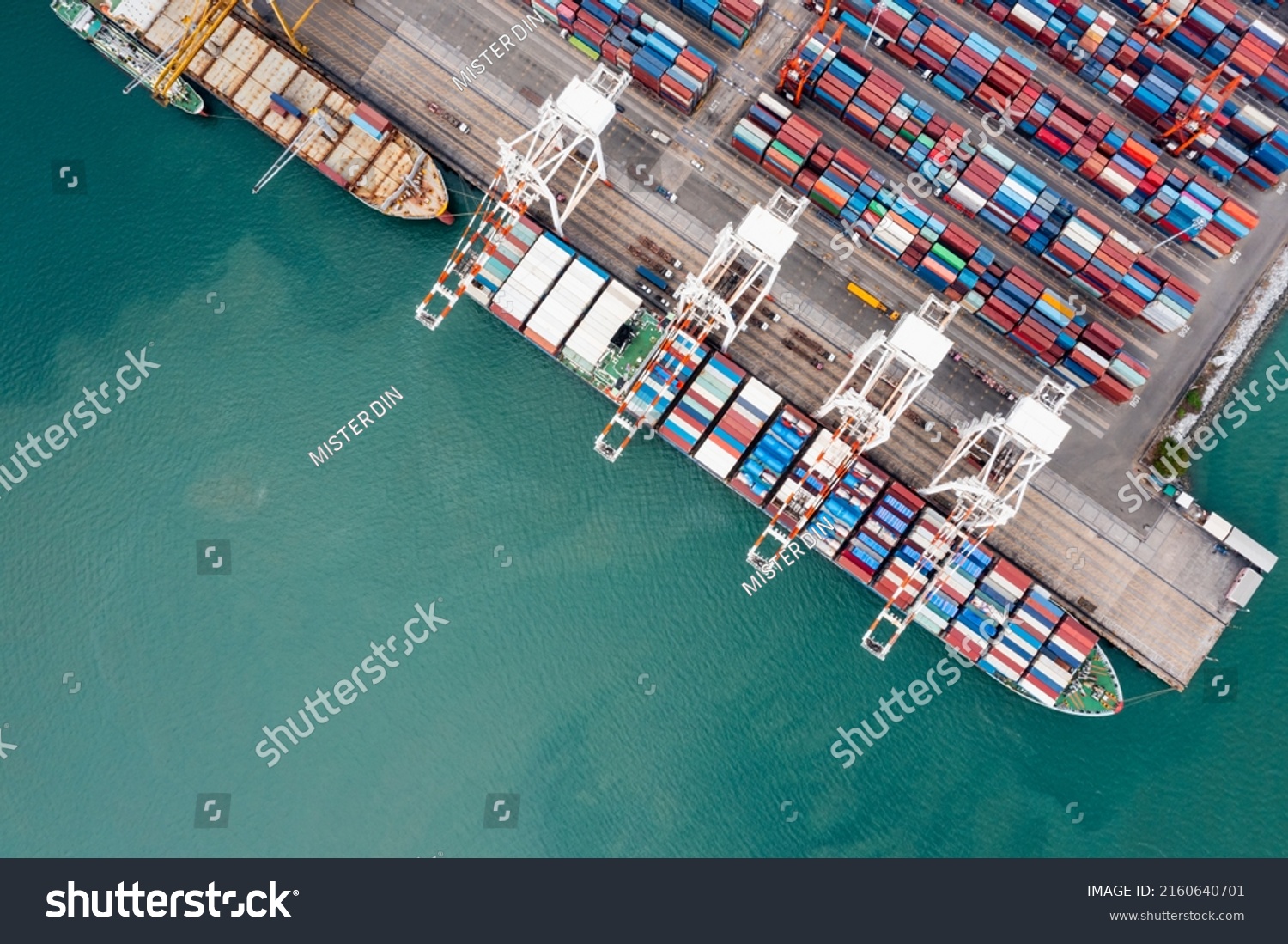 Commercial Dock Loading Unloading Cargo Container Stock Photo 