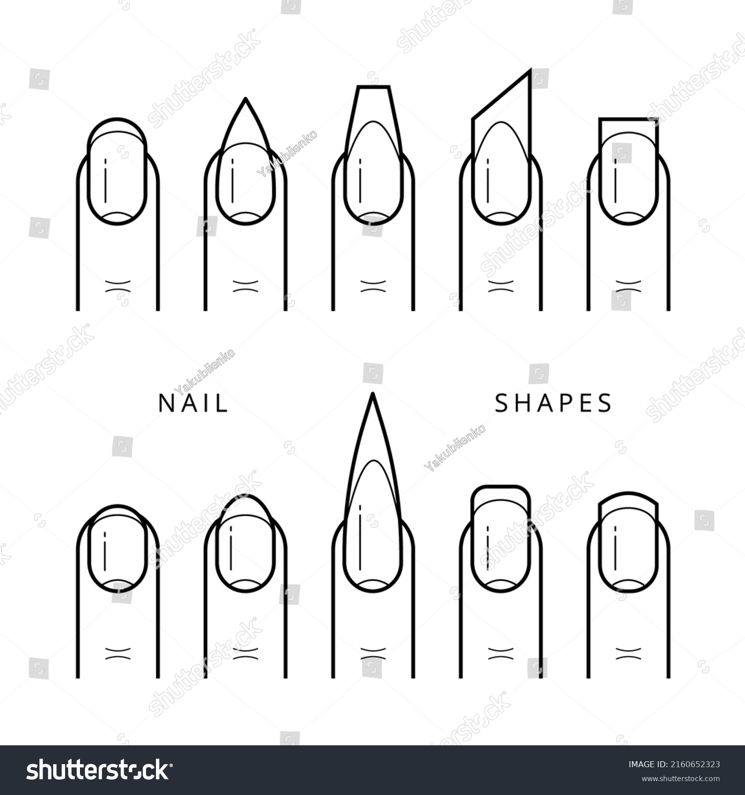 Nail Shapes Vector Stock Linear Icons Stock Vector (Royalty Free ...