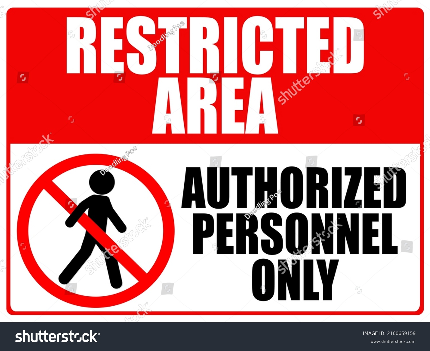 Red White Restricted Area Authorized Personnel Stock Vector (Royalty ...