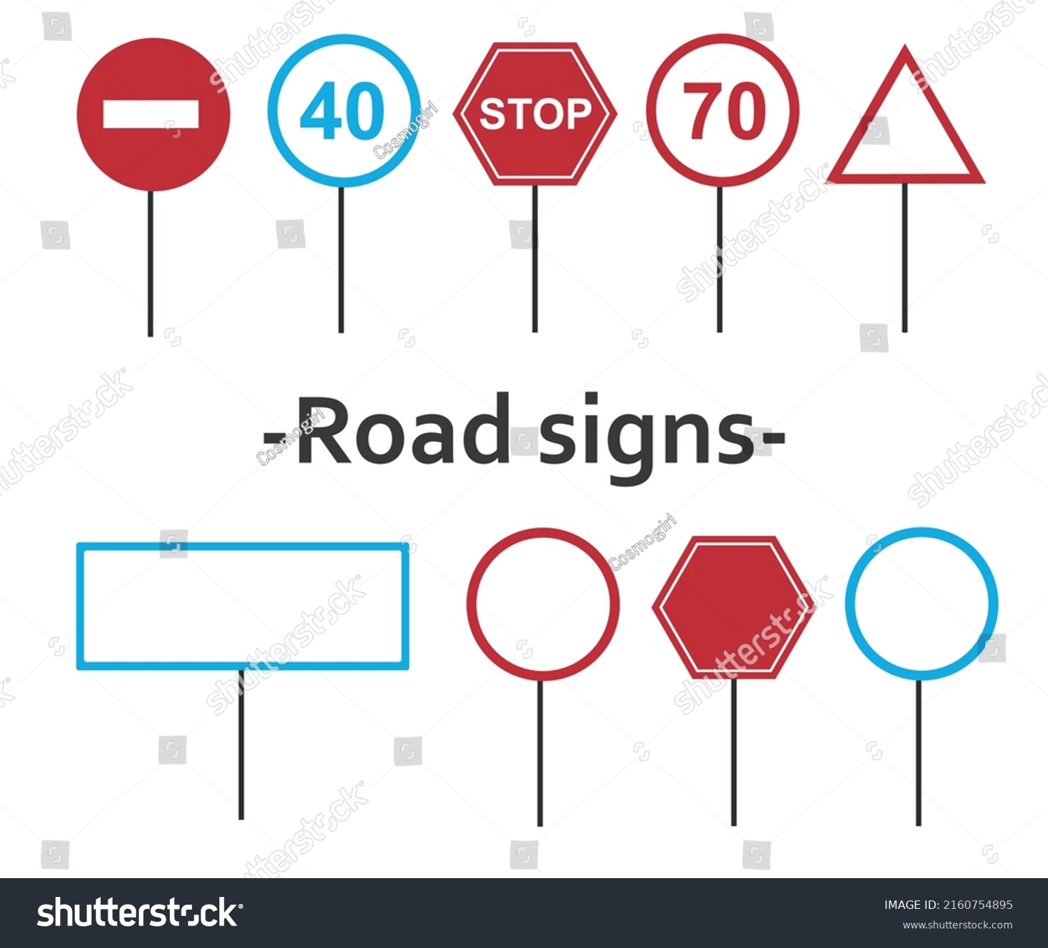 Road Signs Set Warning Traffic Signs Stock Vector Royalty Free 2160754895 Shutterstock 