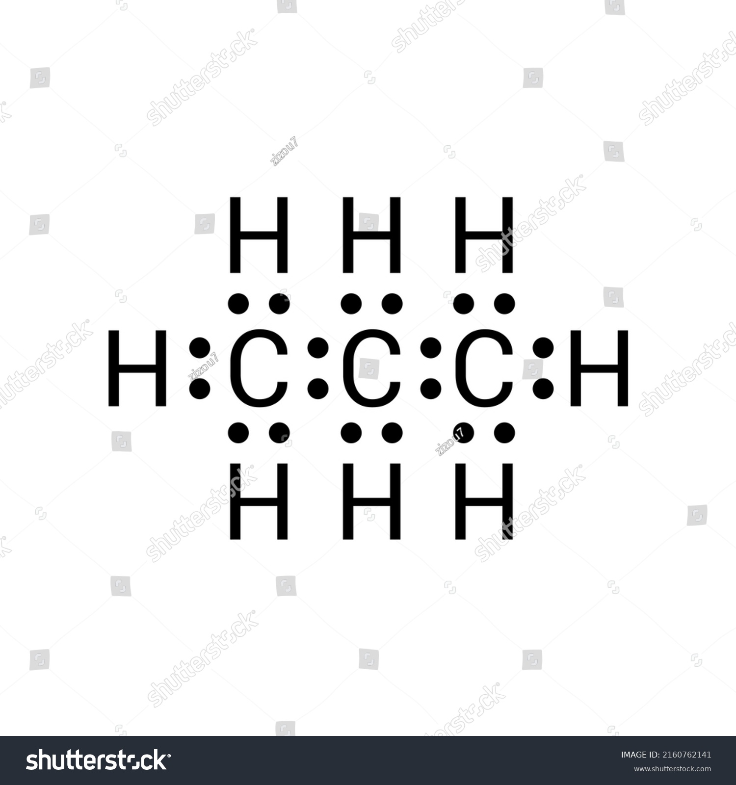 Lewis Dot Structure Propane C3h8 Stock Vector (Royalty Free) 2160762141 ...