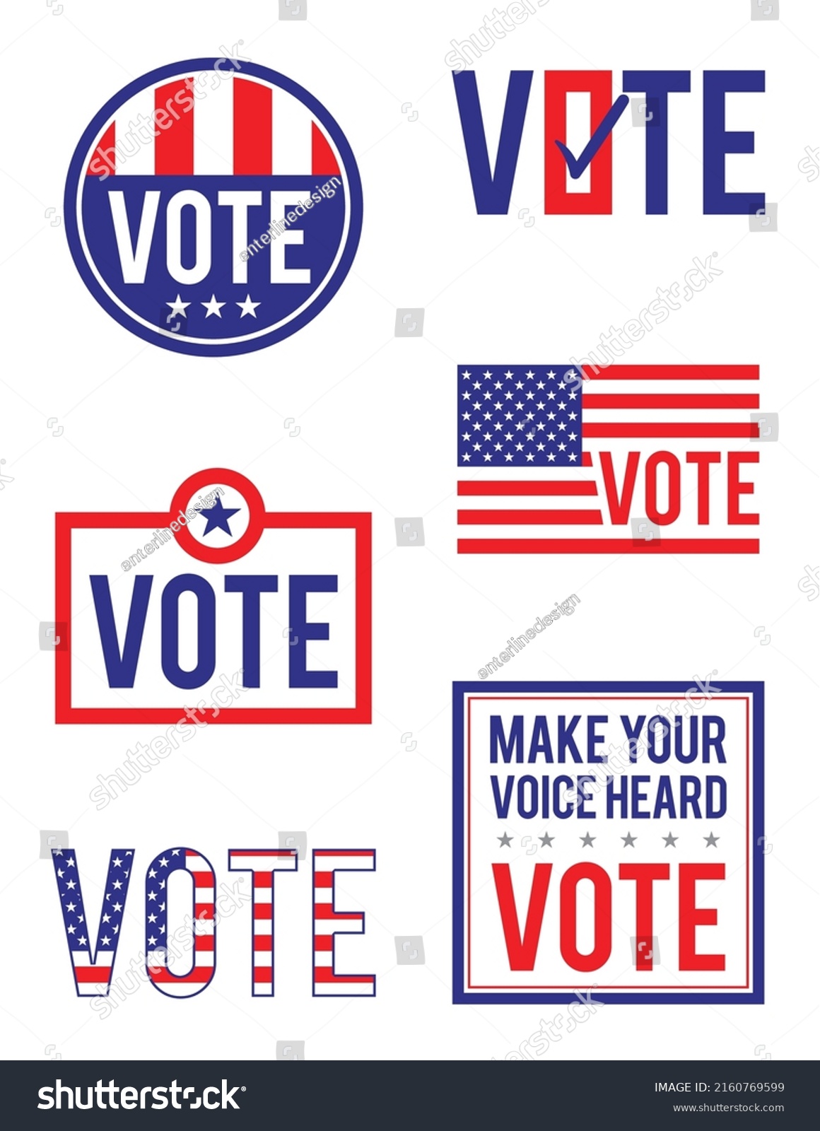 Set Red White Blue Vote Icons Stock Vector (Royalty Free) 2160769599 ...