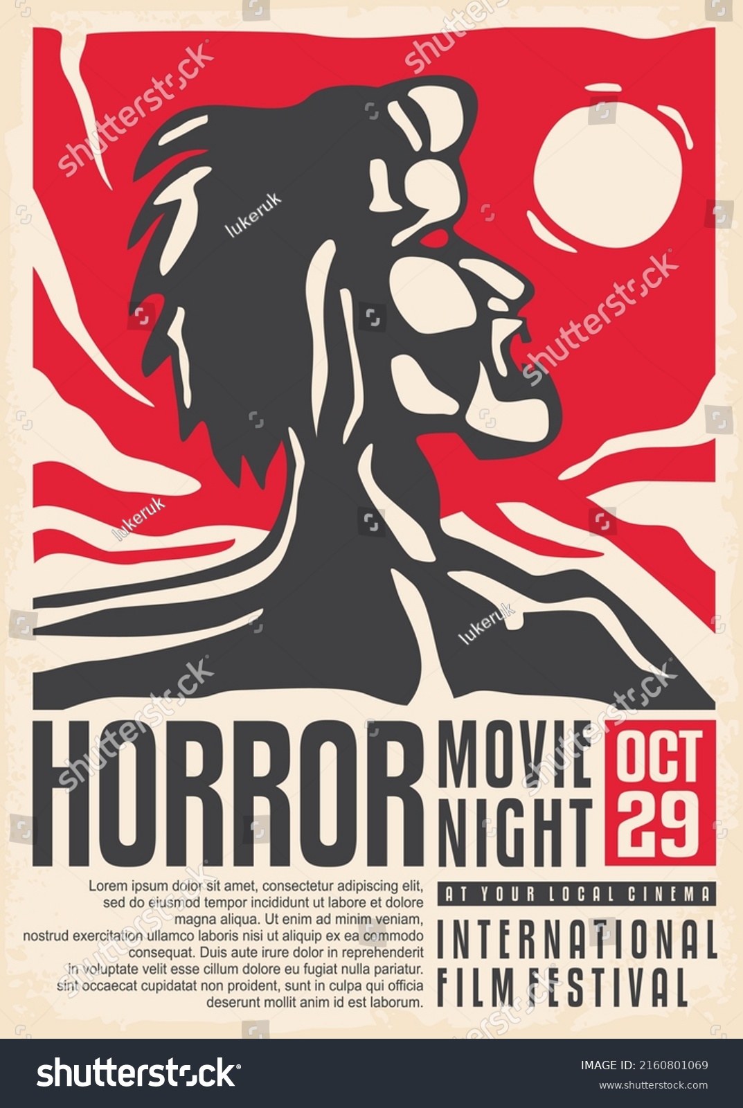 Horror Movies Festival Poster Design Template Stock Vector (Royalty ...