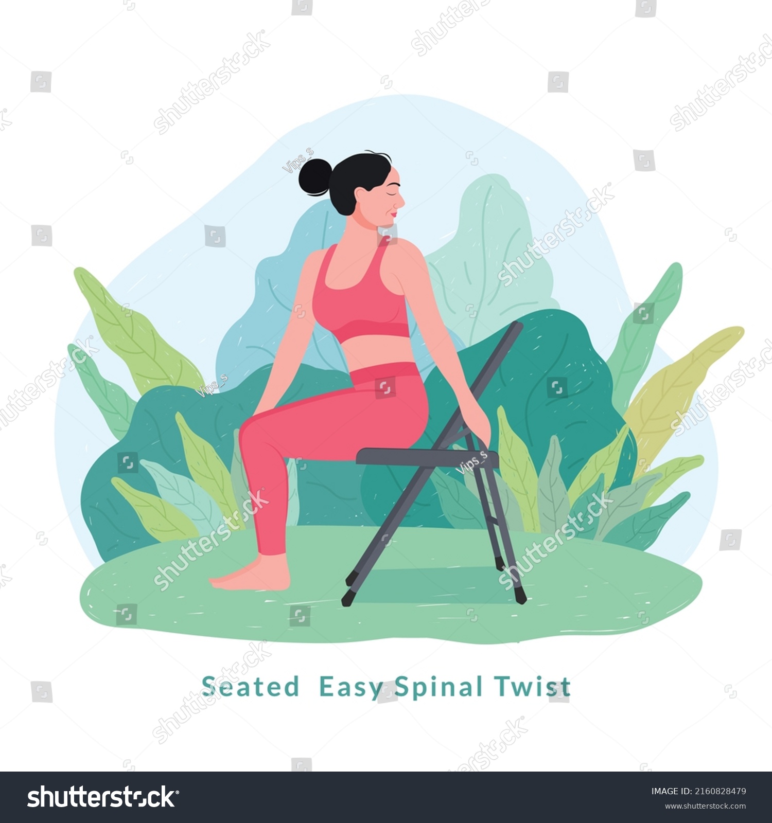 Seated Easy Spinal Twist Exercisewoman Doing Stock Vector (Royalty Free ...