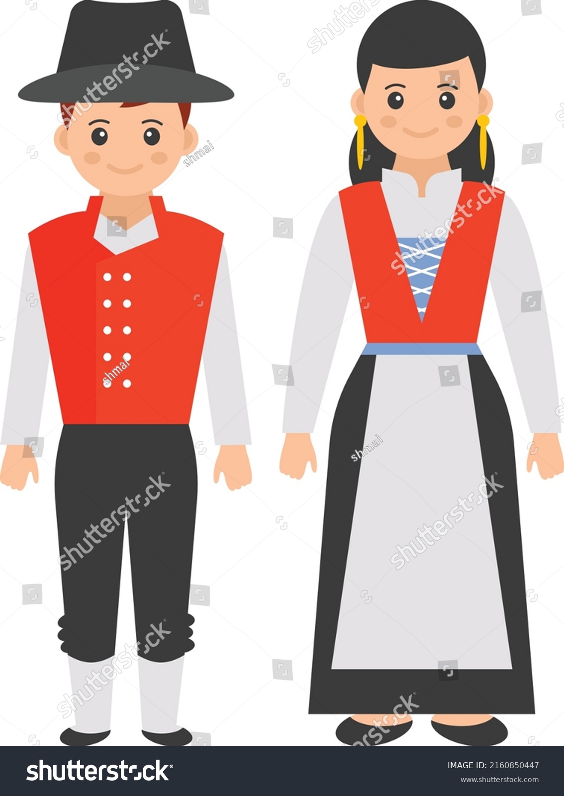 Swiss Couple Standing Together Concept Women Stock Vector (Royalty Free ...