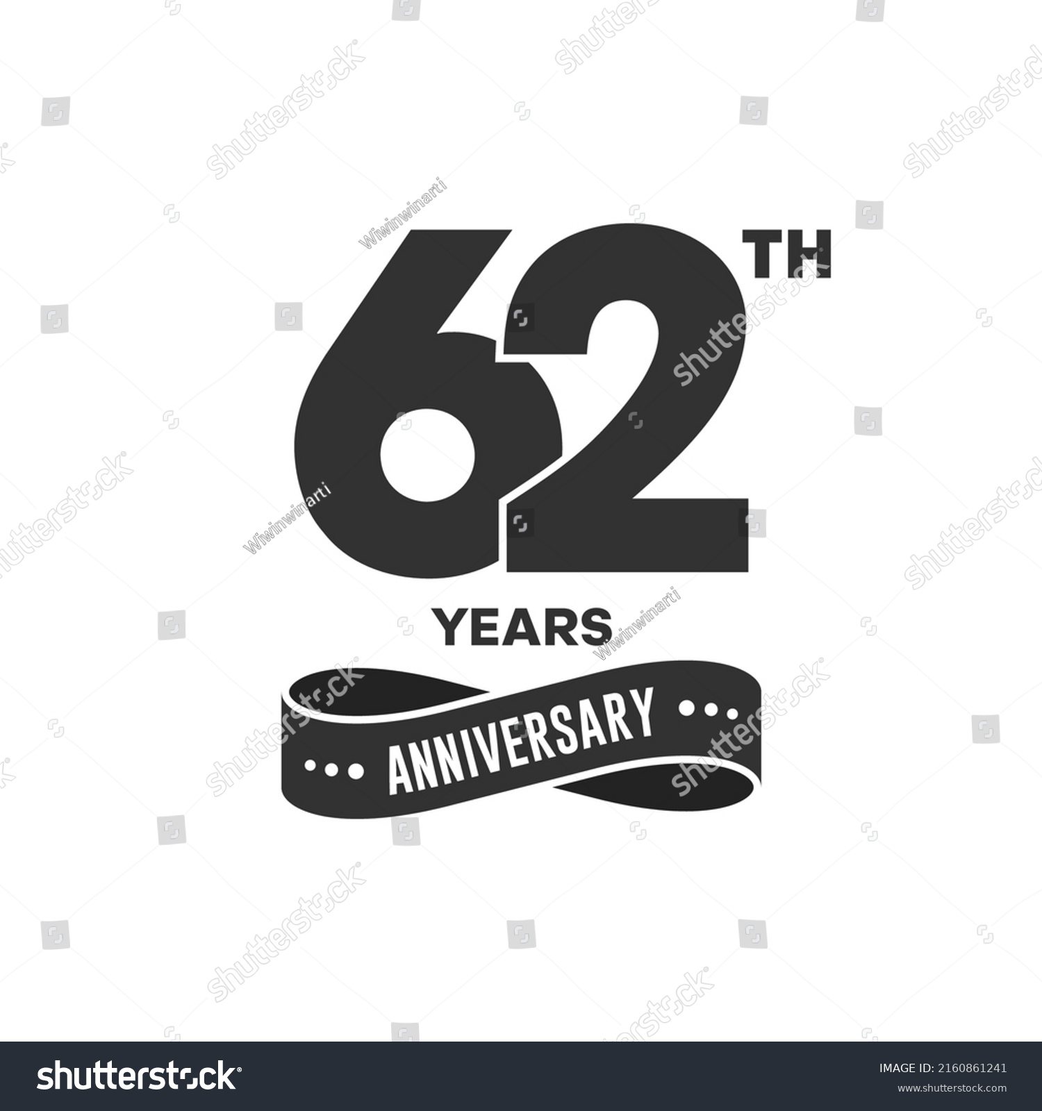 62 Years Anniversary Logo Black Color Stock Vector (Royalty Free ...