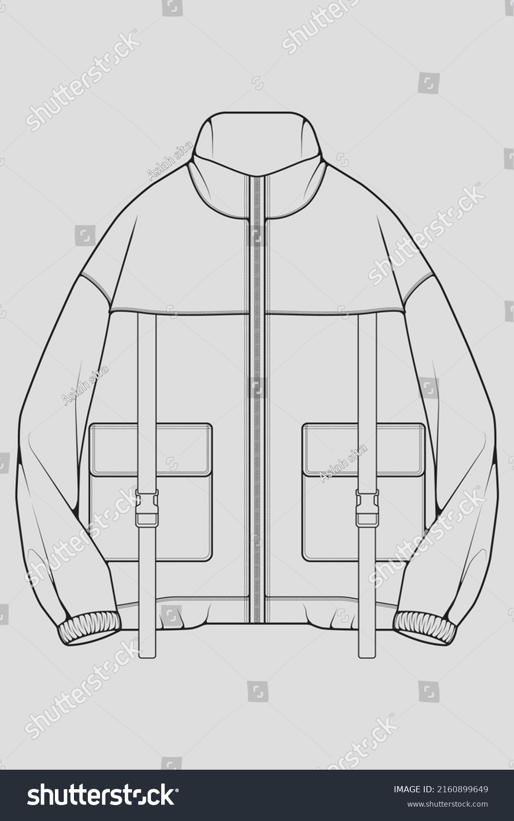 Windbreaker Jacket Technical Fashion Illustration Sketch Stock Vector ...