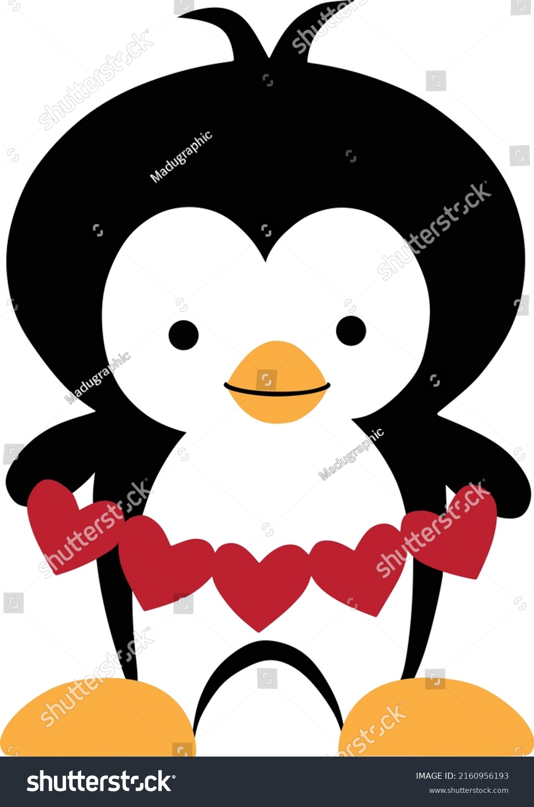 Penguin Baby Heart Vector Art Drawing Stock Vector (Royalty Free ...