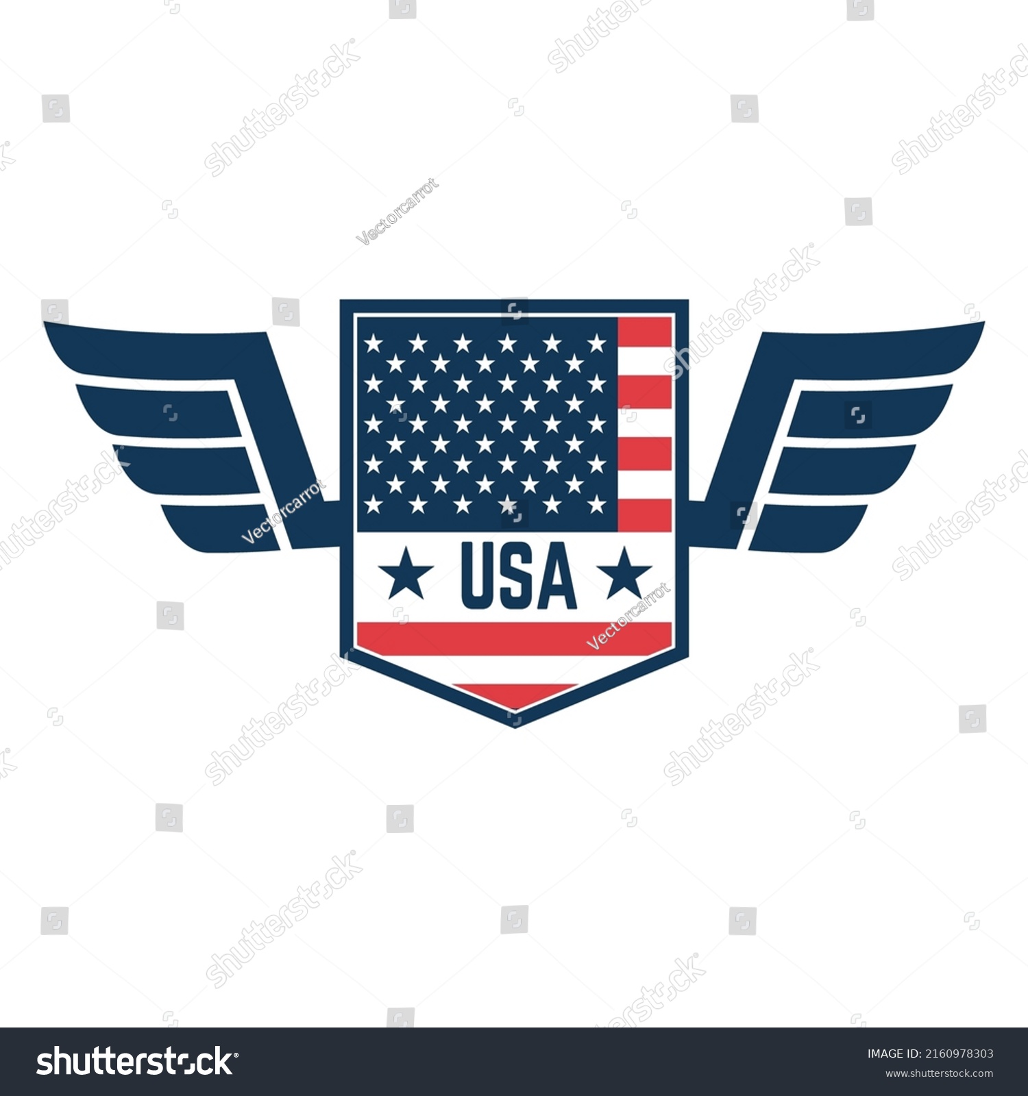 Emblem Template American Flag Wings Design Stock Vector (Royalty Free ...