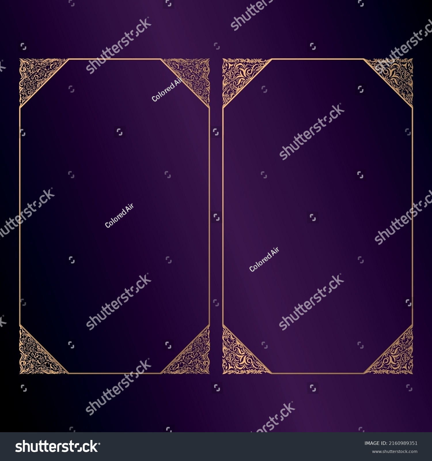 Decorative Floral Golden Frame Dark Purple Stock Vector (Royalty Free ...