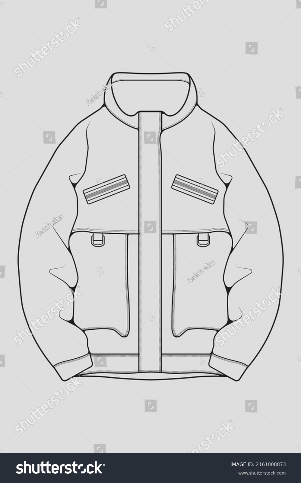 Windbreaker Jacket Technical Fashion Illustration Sketch Stock Vector ...