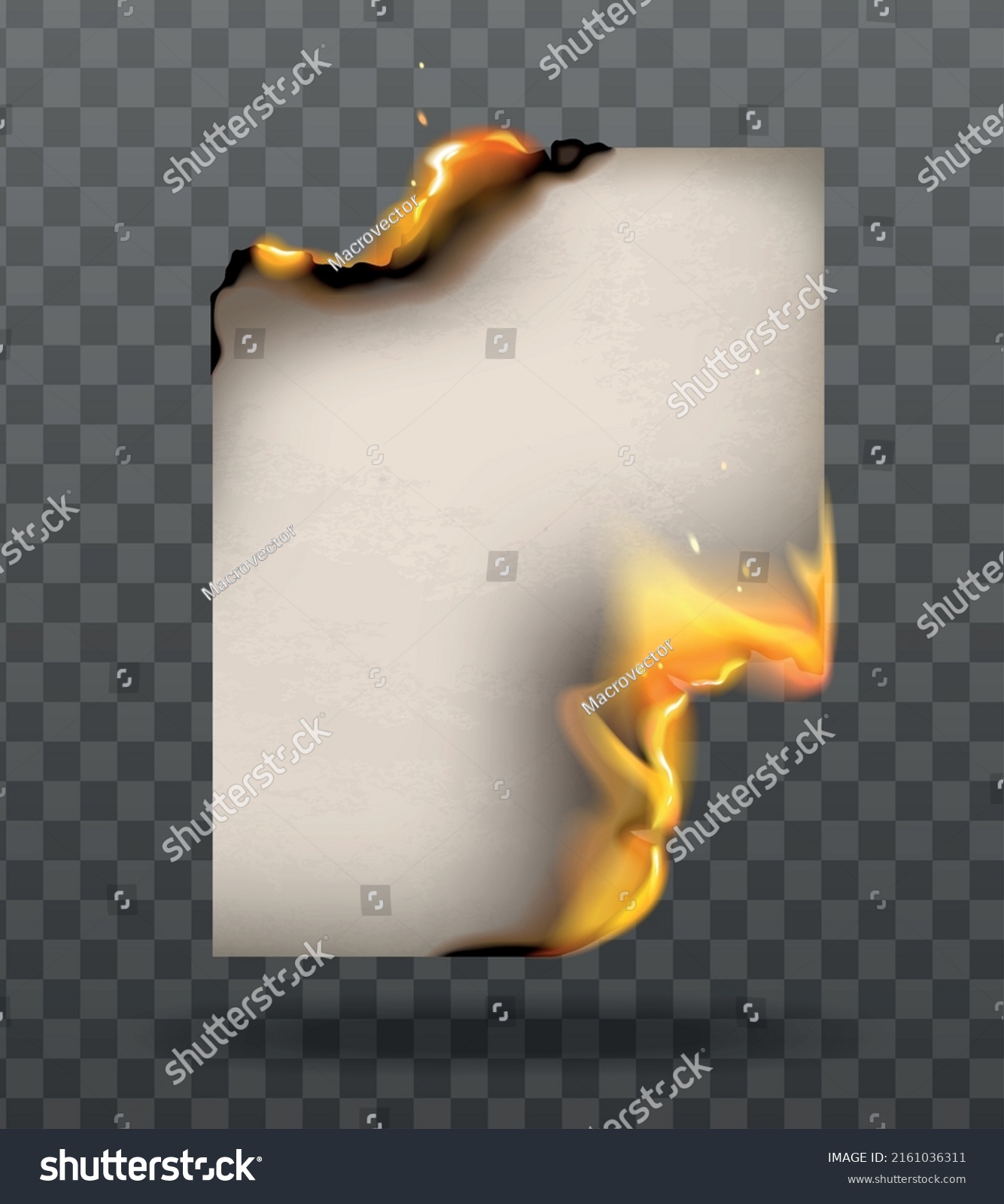 Burnt Paper Realistic Composition Burning A4 Stock Vector (royalty Free 