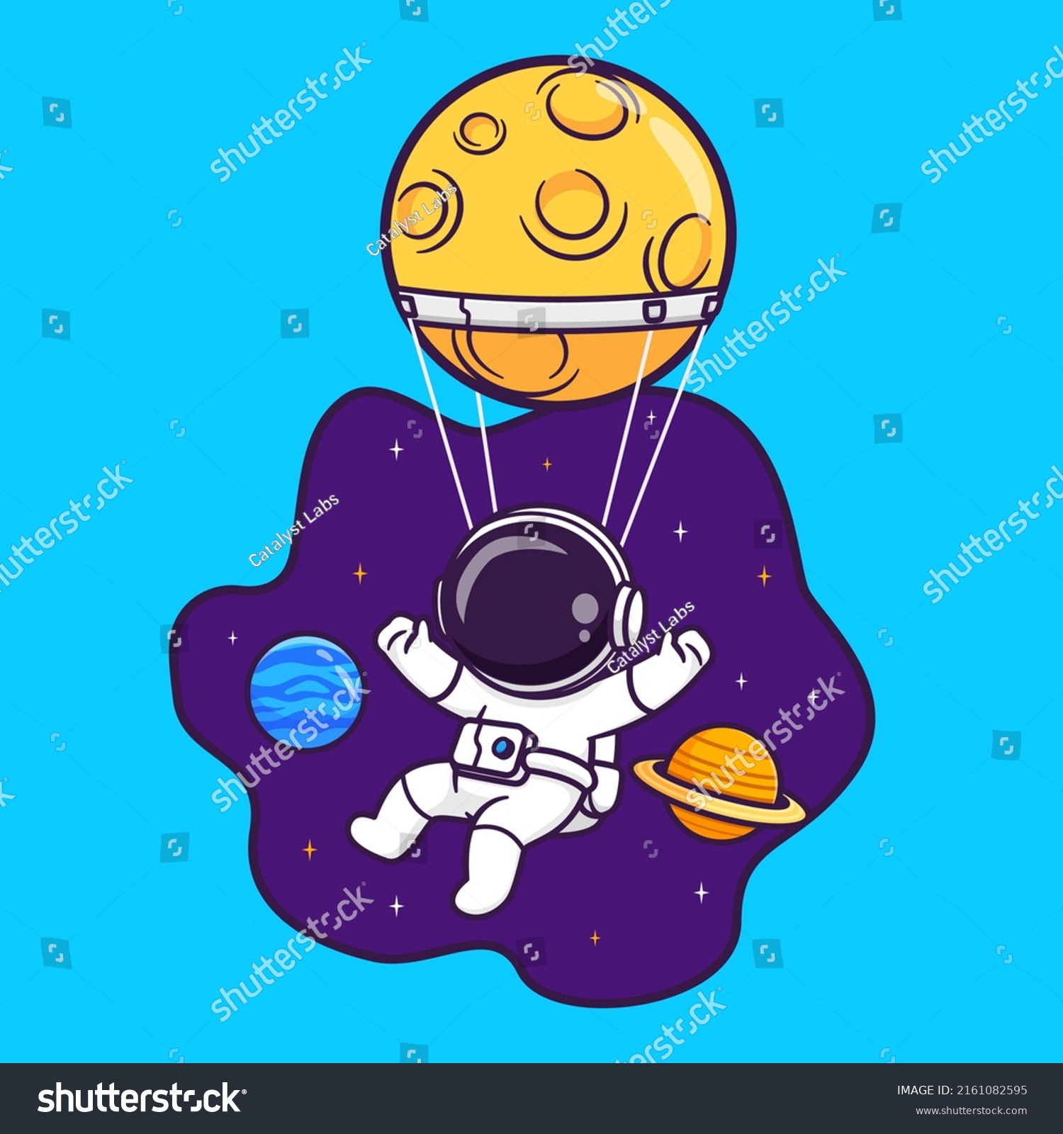 Cute Astronaut Flying Space Hot Air Stock Vector (Royalty Free ...