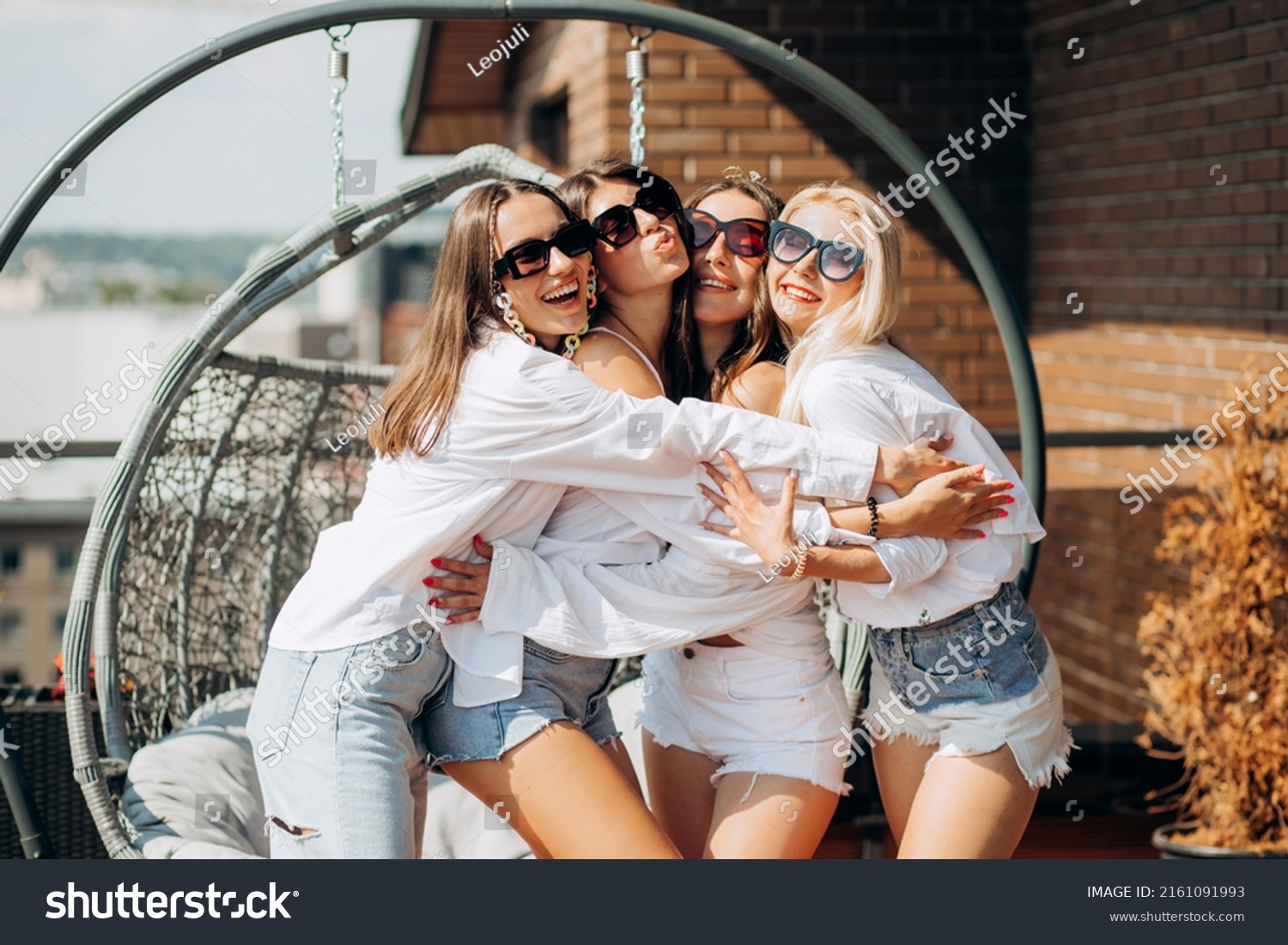 Happy Cheerful Group Women Friends Together Stock Photo 2161091993 ...