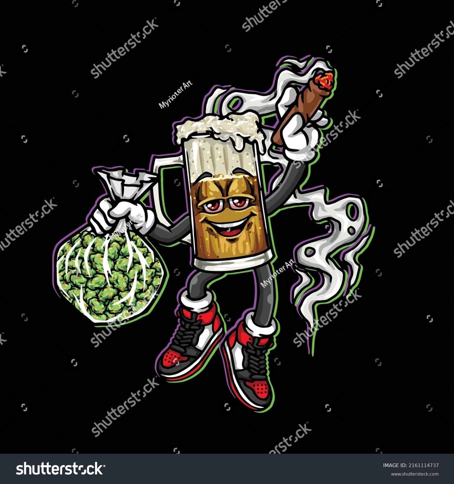 Beer Jump Vector Hold Weed Nug Stock Vector (Royalty Free) 2161114737 ...