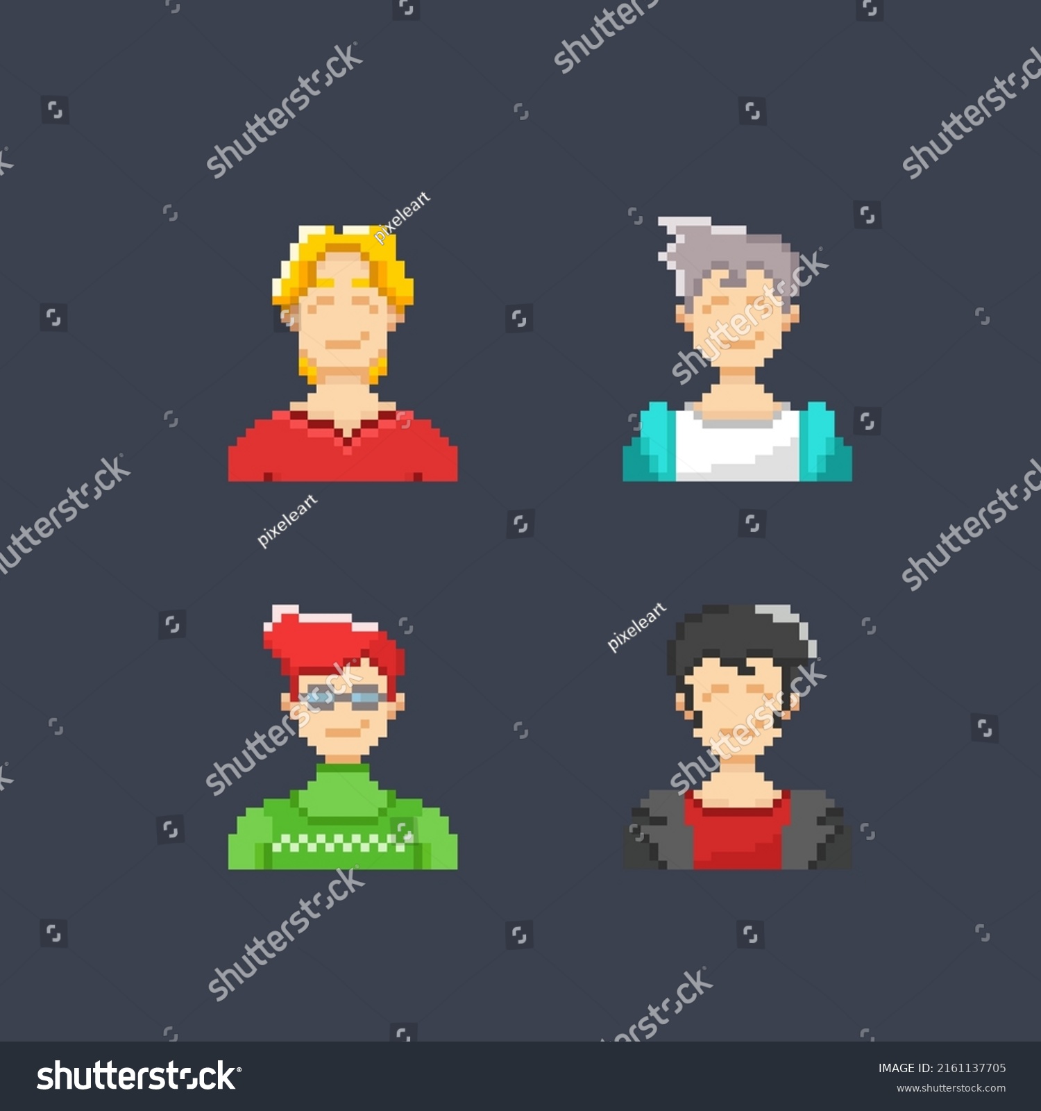 Male Character Set Pixel Art Style Stock Vector (Royalty Free ...