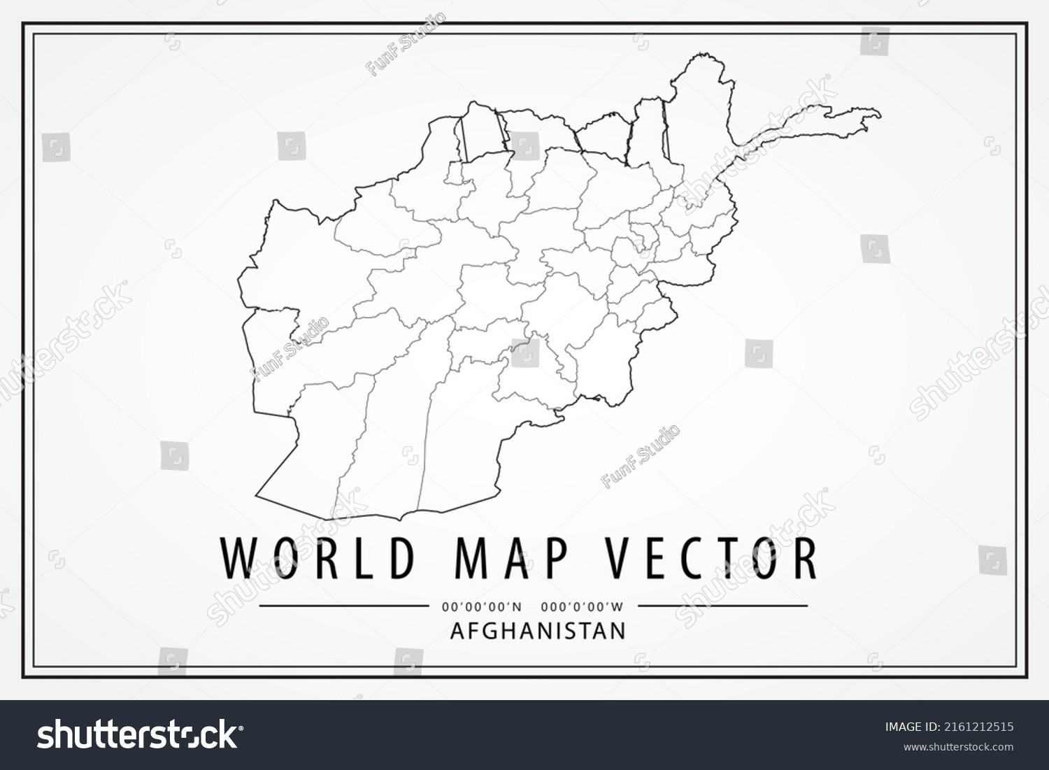 Afghanistan Map World Map International Vector Stock Vector Royalty   Stock Vector Afghanistan Map World Map International Vector Template With High Detailed Thin Black Line And 2161212515 