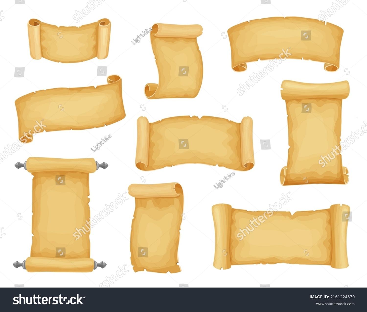 Papyrus Scroll Set Paper Parchment Collection Stock Vector (Royalty ...