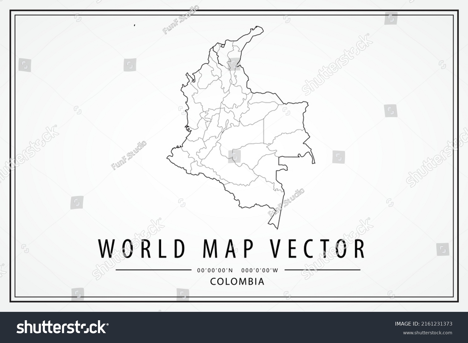 Colombia Map World Map International Vector Stock Vector Royalty Free   Stock Vector Colombia Map World Map International Vector Template With High Detailed Thin Black Line And 2161231373 