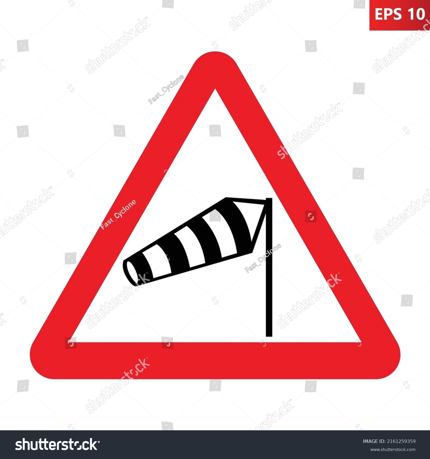 Crosswind Warning Sign Vector Illustration Red Stock Vector (Royalty ...