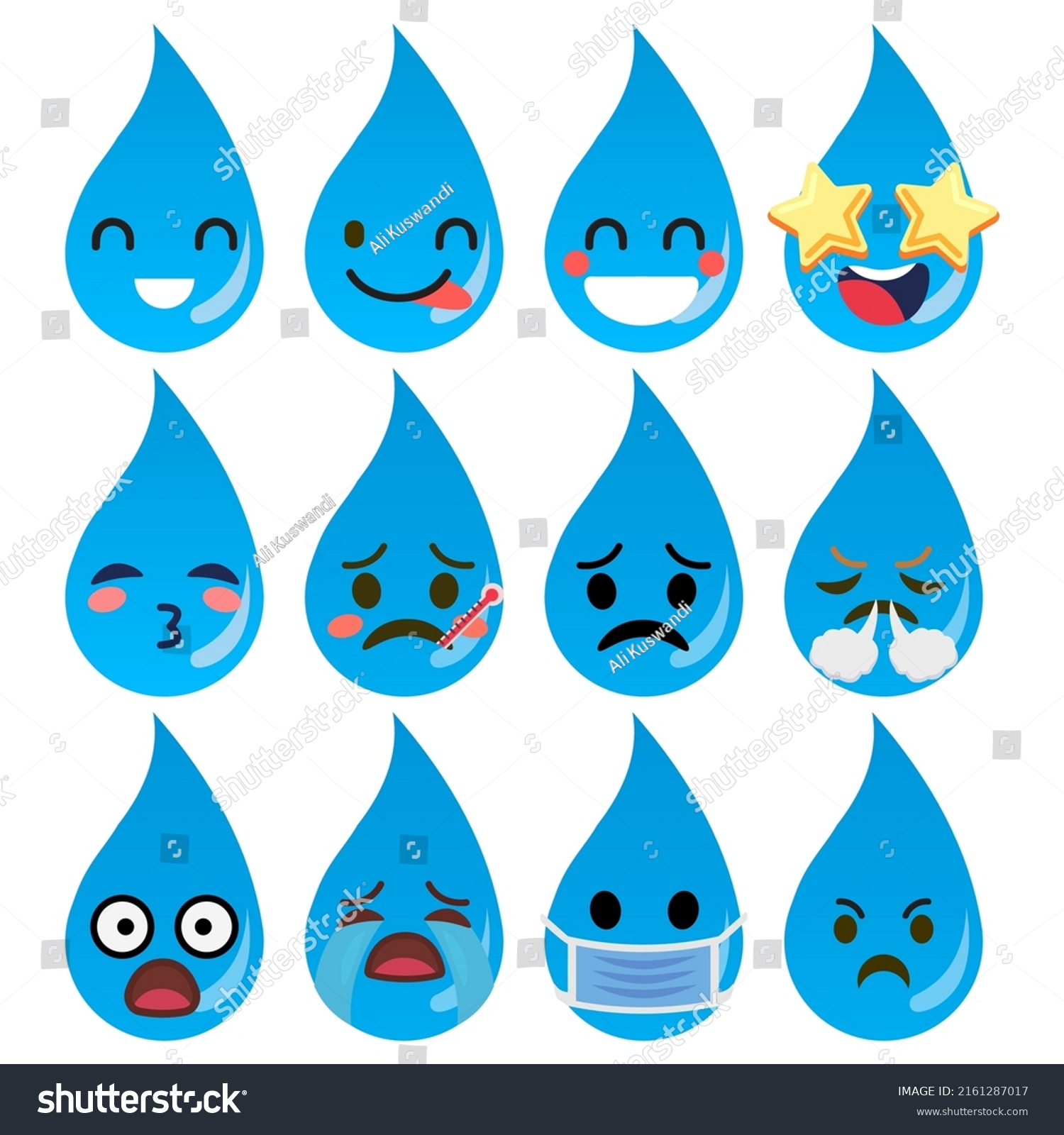 Water Drops Cute Emoji Character Cartoon Stock Vector (Royalty Free ...