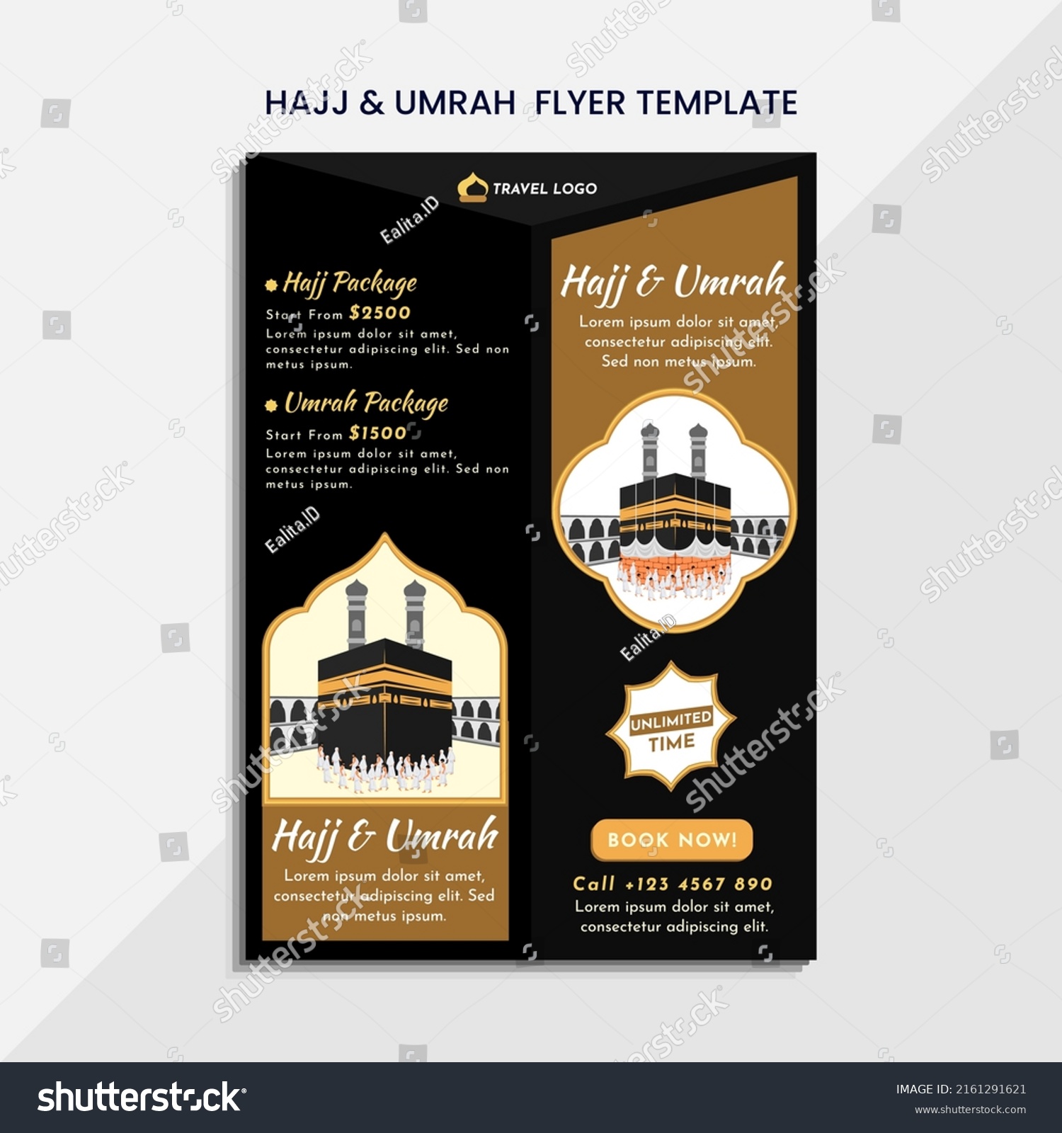 Hajj Umrah Flyer Template Stock Vector (Royalty Free) 2161291621 ...