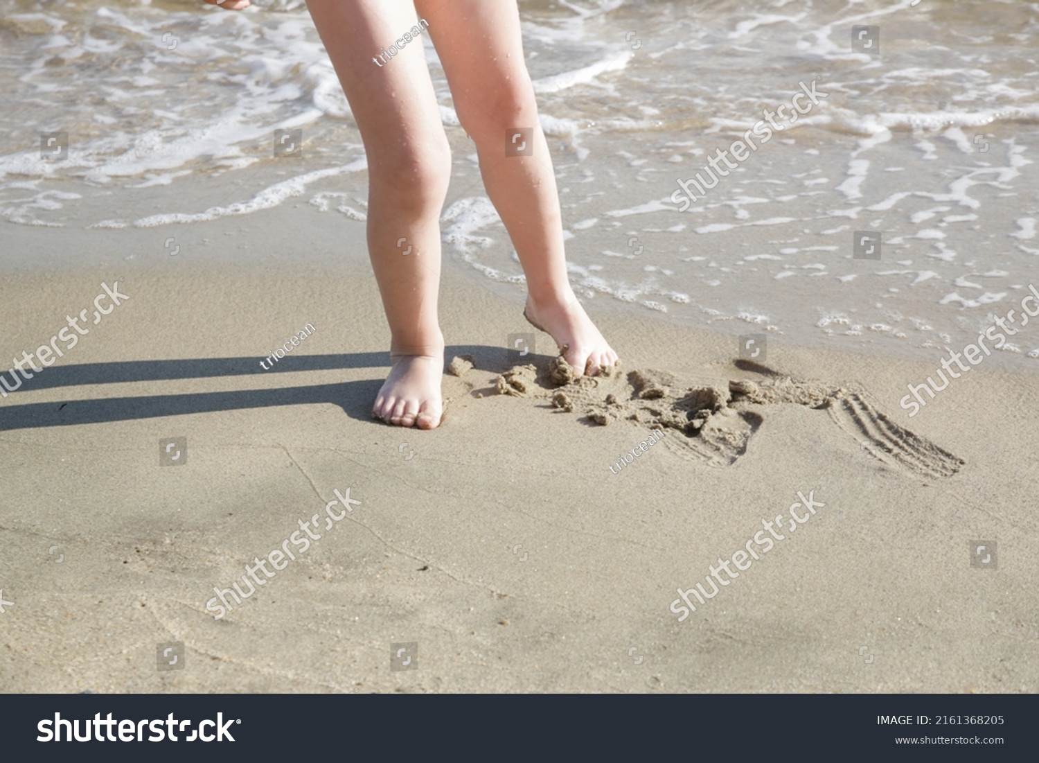 Feet Child On Sand Beach Stock Photo 2161368205 | Shutterstock