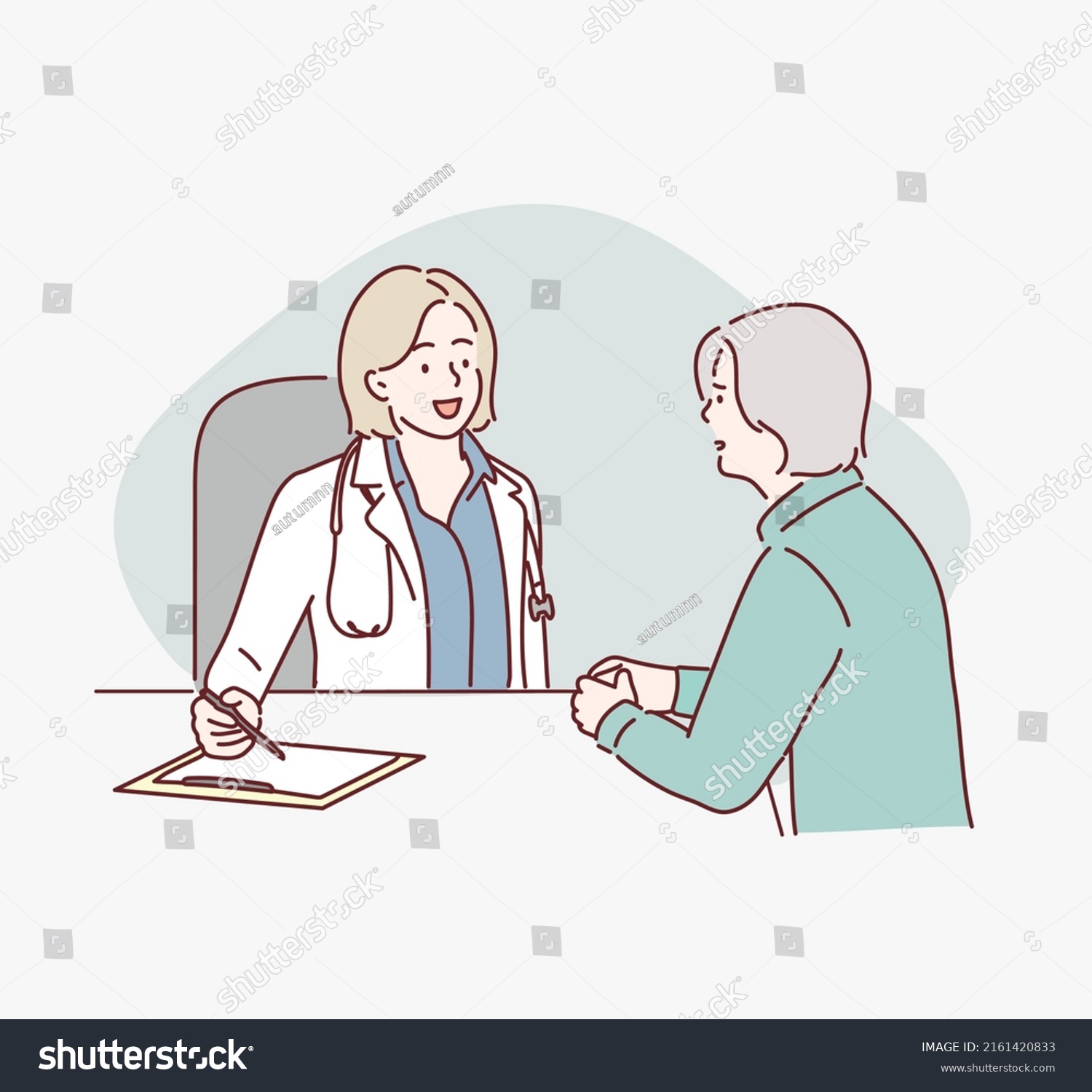 Doctor White Medical Uniform Talk Discuss Stock Vector (Royalty Free ...