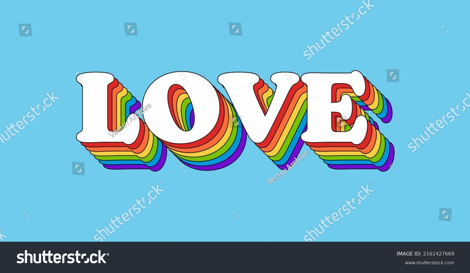 Love Rainbow Lettering Retro Style Love Stock Vector (Royalty Free ...