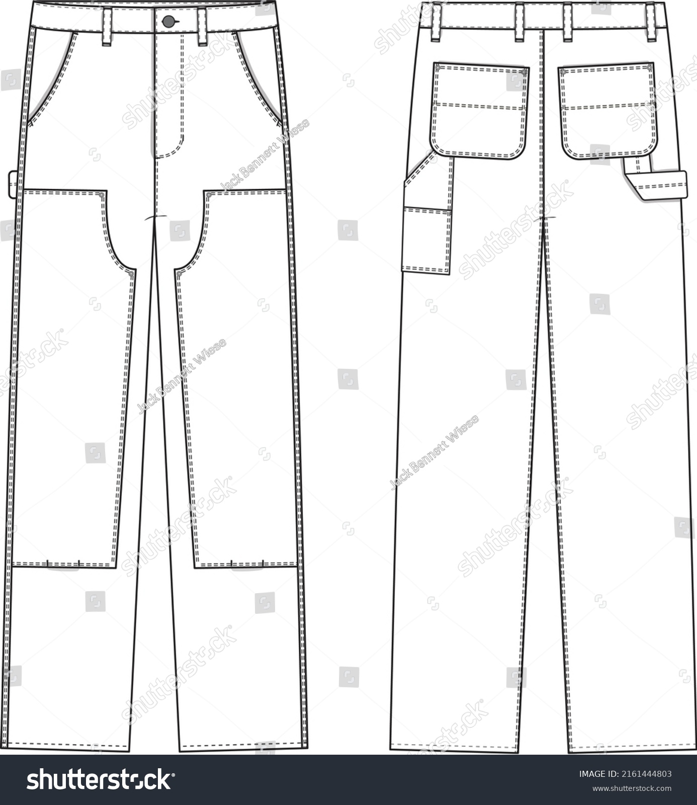 Double Knee Carpenter Pants Work Skate Stock Vector (Royalty Free ...