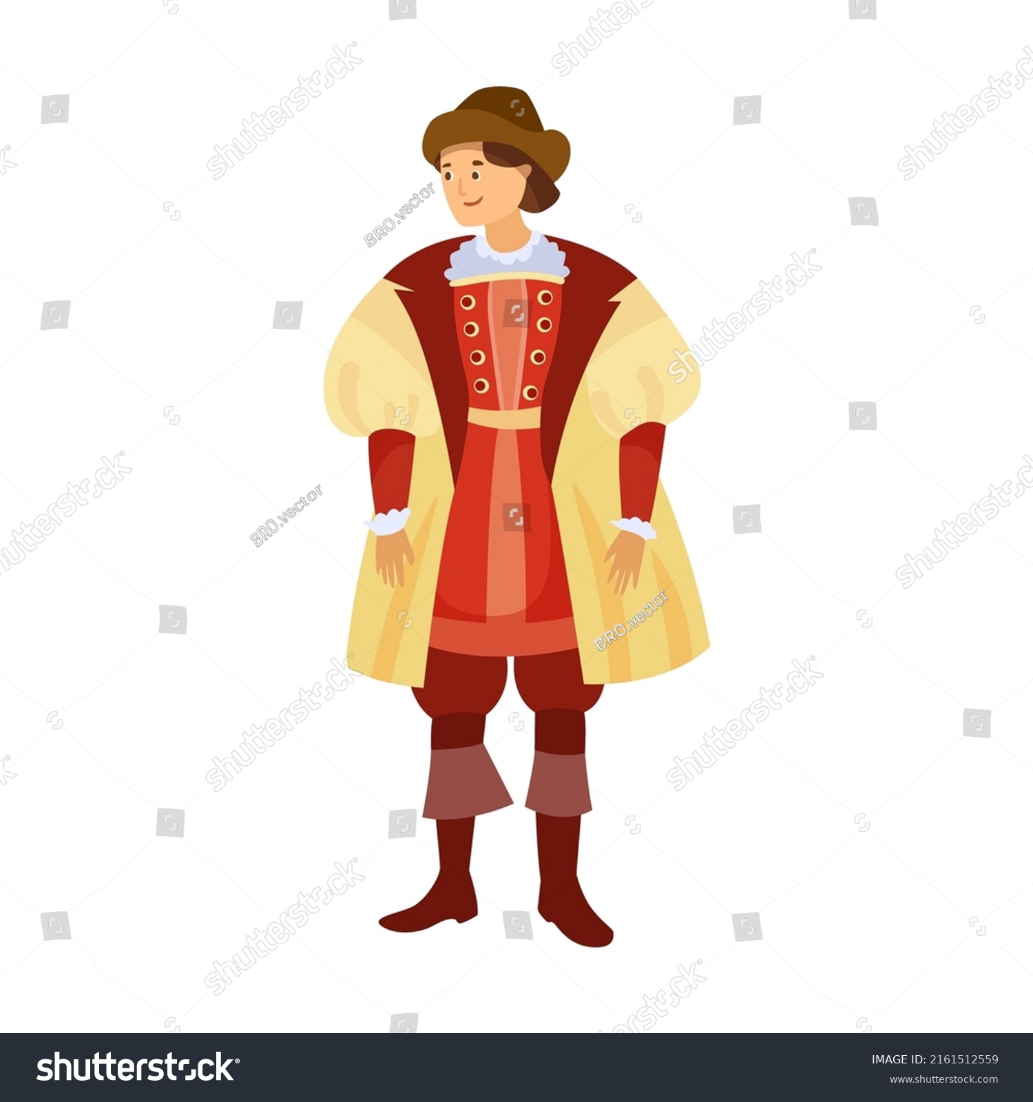 Men Aristocrat Medieval Costumes Cartoon Illustration Stock Vector ...