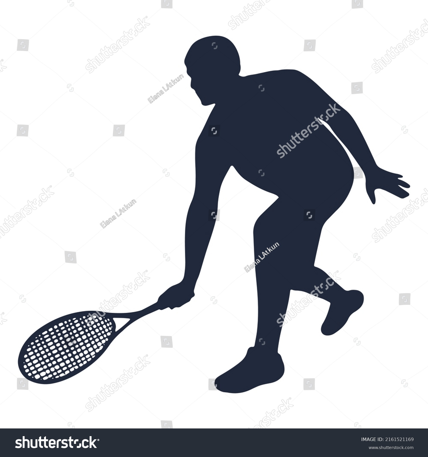 Man Tennis Player Pose Silhouette High Stock Vector (Royalty Free ...