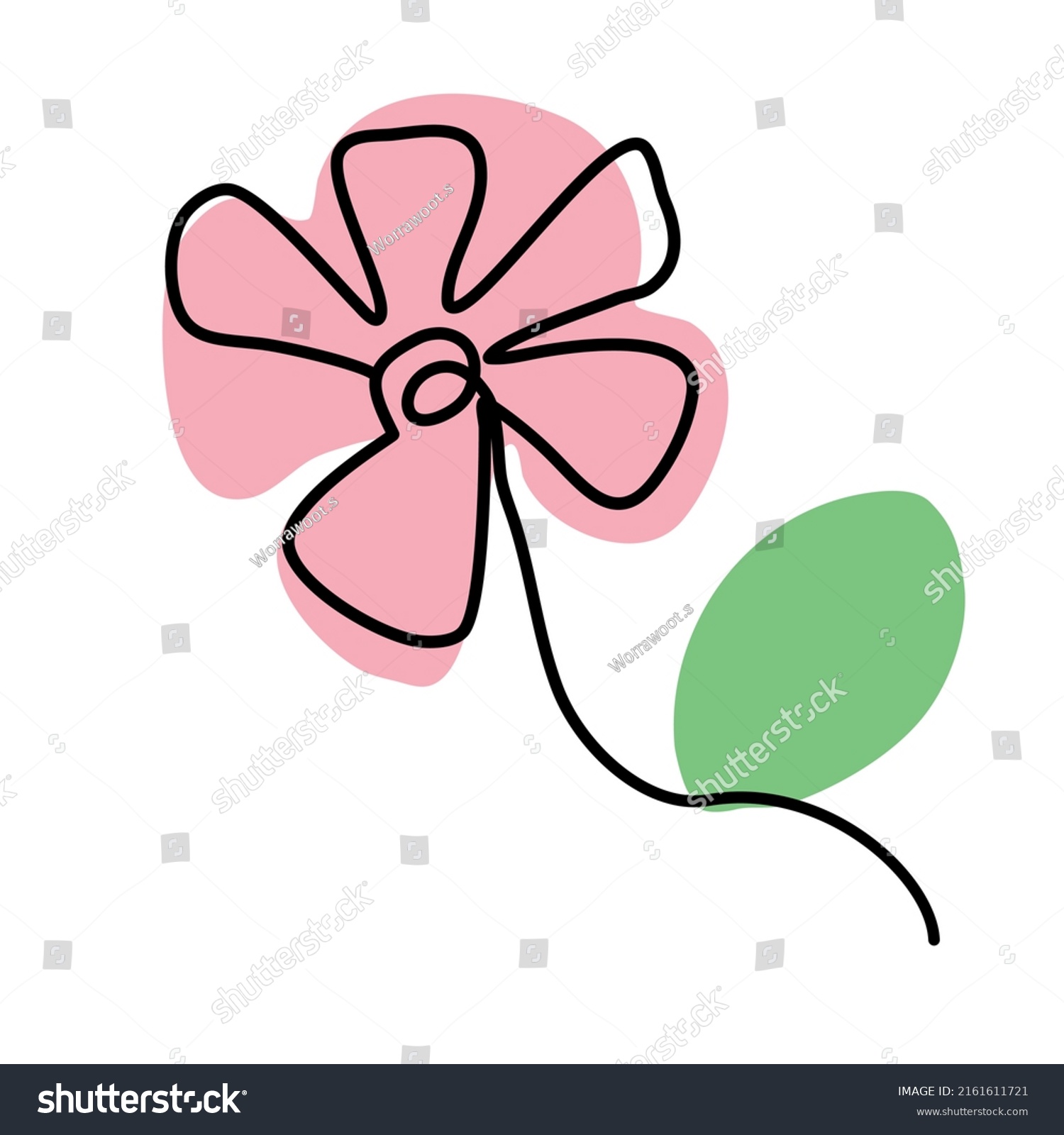 Pink Flower Continuous Line Drawingvector Stock Vector (Royalty Free ...