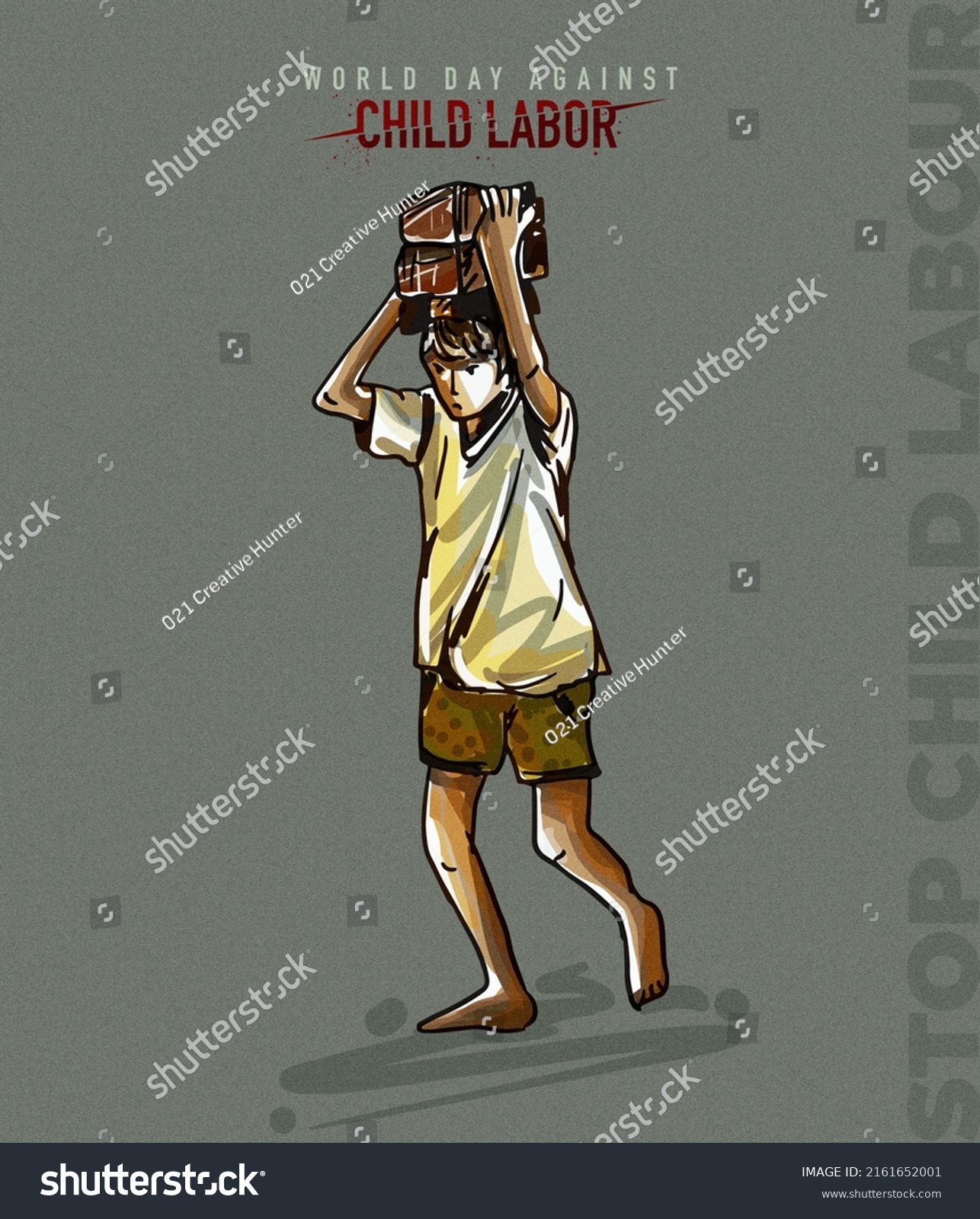 World Day Against Child Labor Burden Stock Illustration 2161652001 ...