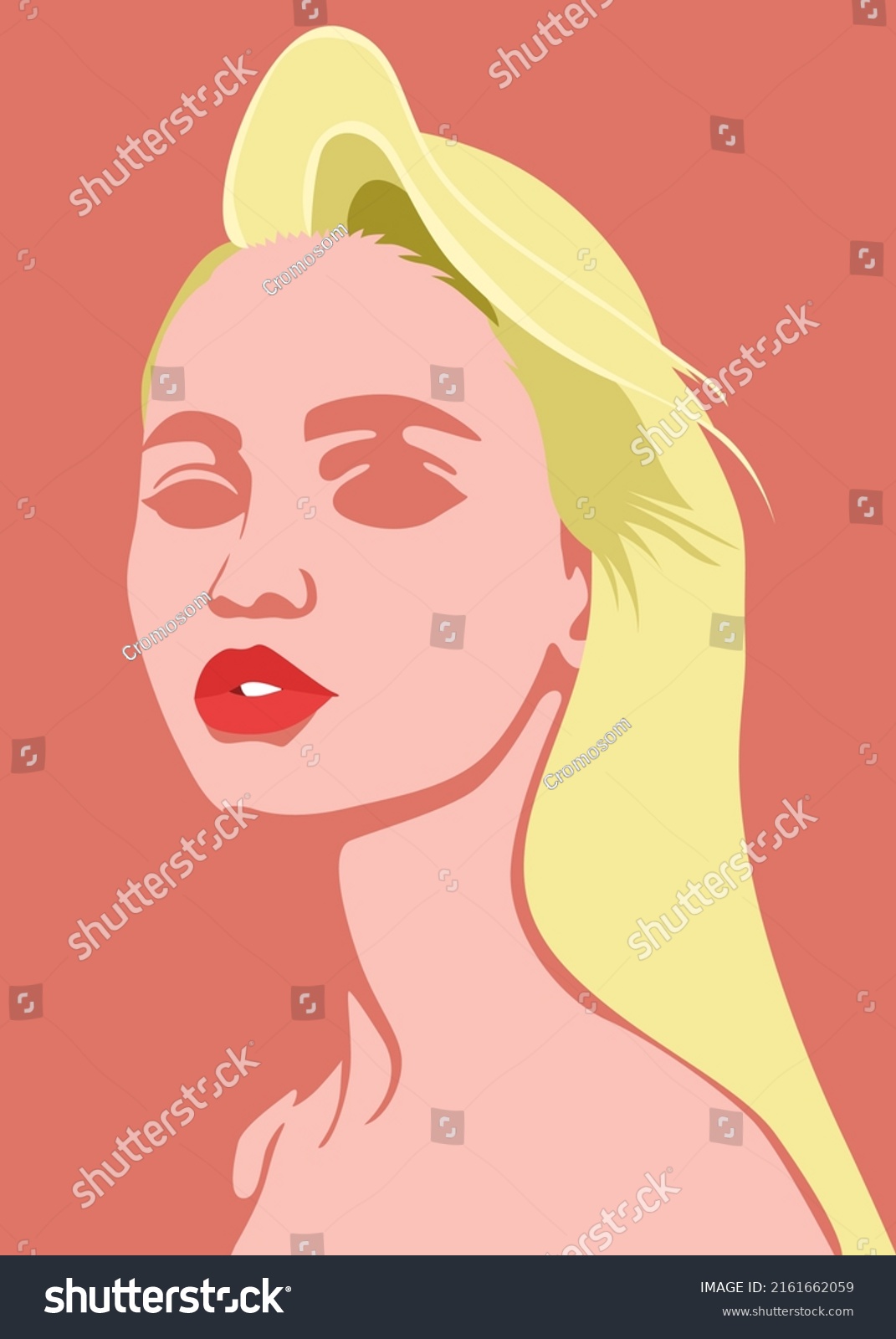 Chic Beautiful Woman Long Blonde Hair Stock Vector Royalty Free 2161662059 Shutterstock