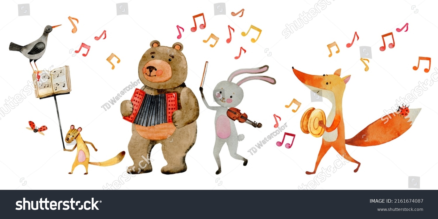 Cute Cartoon Animal Marching Band Illustration Stock Illustration ...