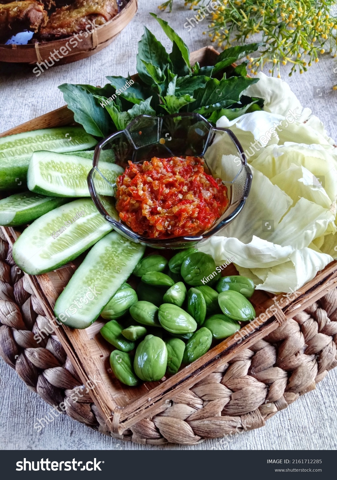 Lalapan Typical Indonesian Food Consisting Raw Stock Photo 2161712285