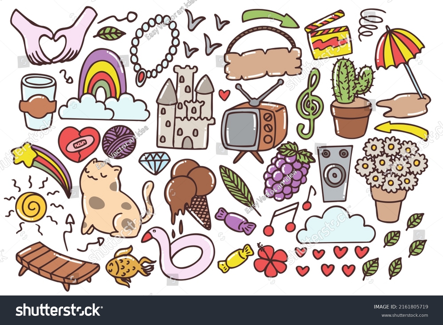 Set Various Doodles Art Hand Drawn Stock Vector Royalty Free Shutterstock